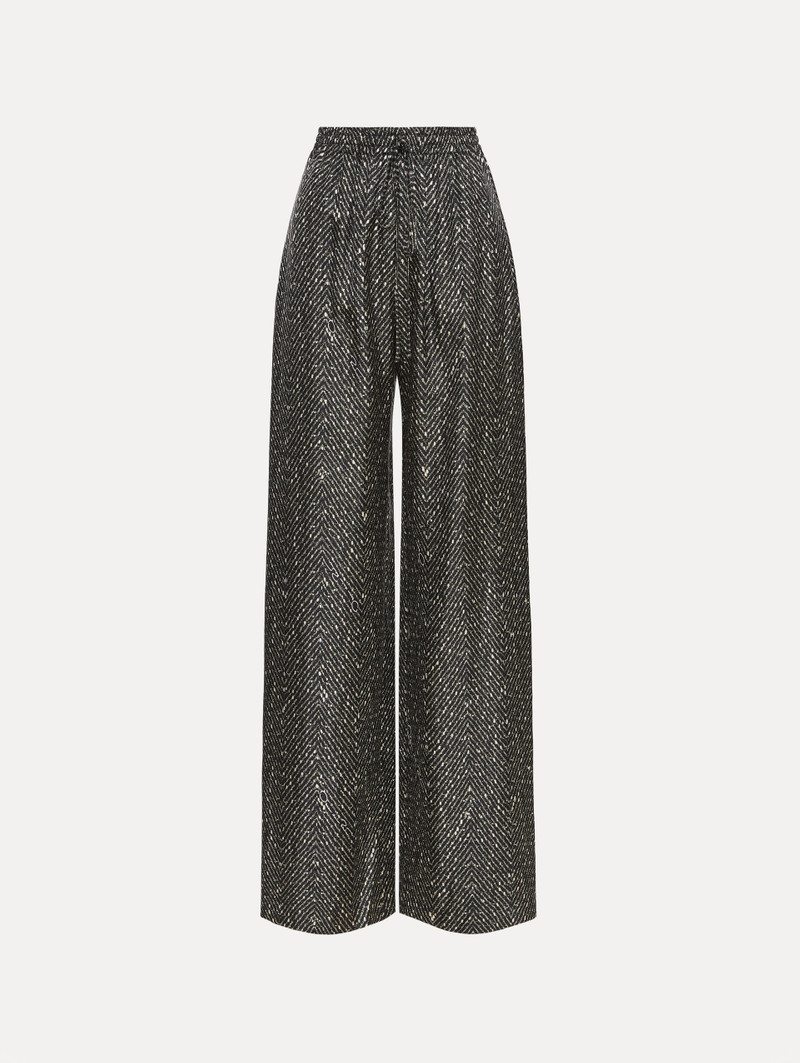 CHEVRON SILK TWILL DRAWSTRING PANT 1