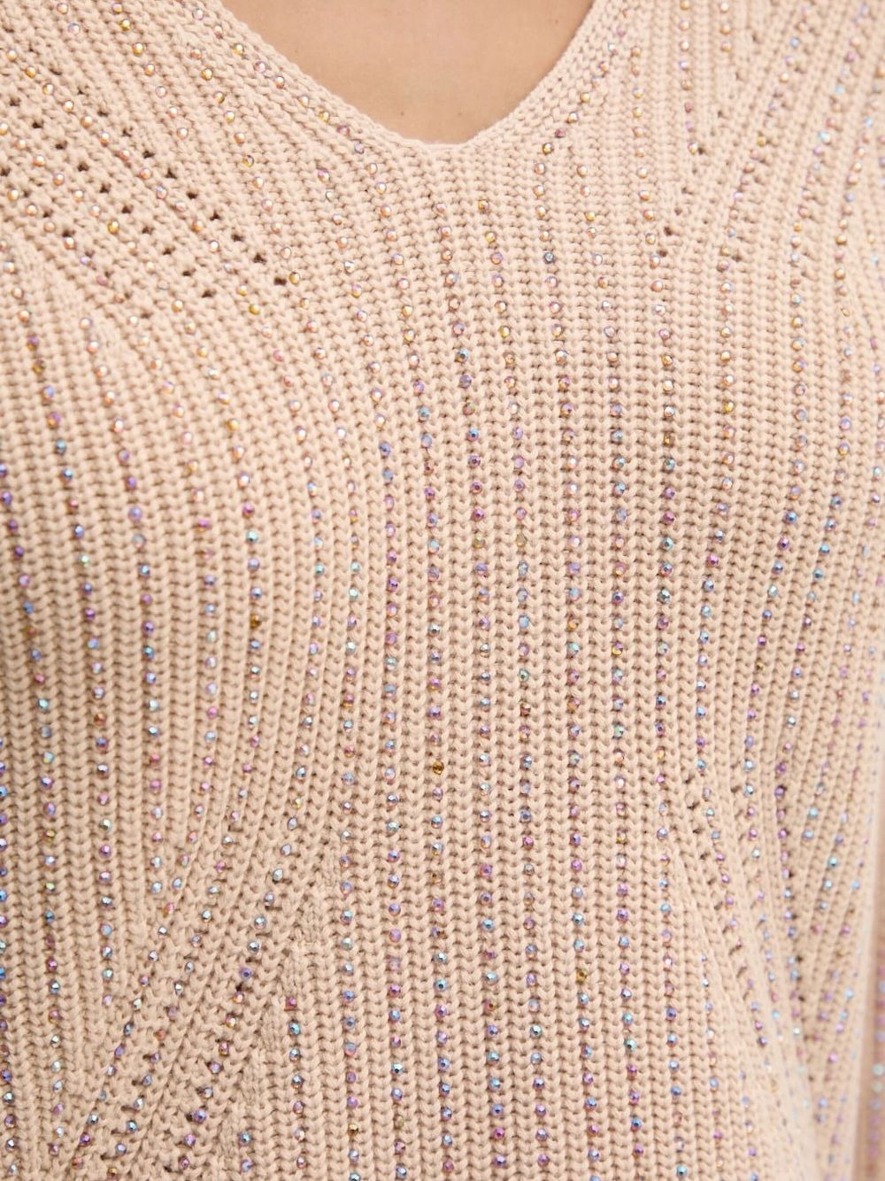 crystal-embellishment v-neck sweater - 4