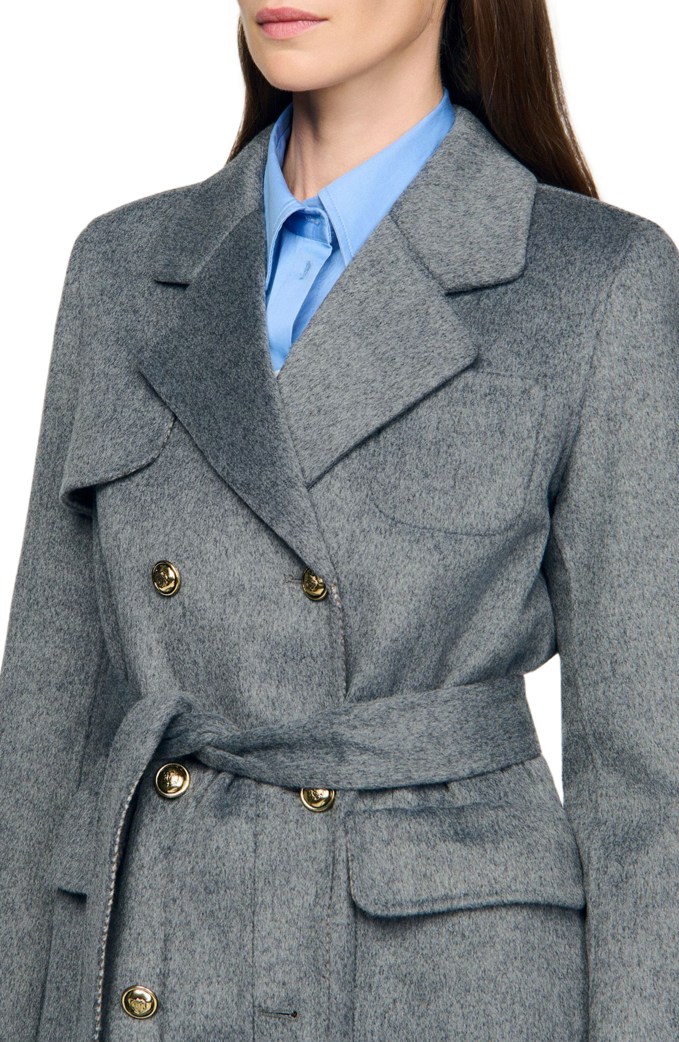 SANDRO Double-faced check coat in Grey at Nordstrom - 4