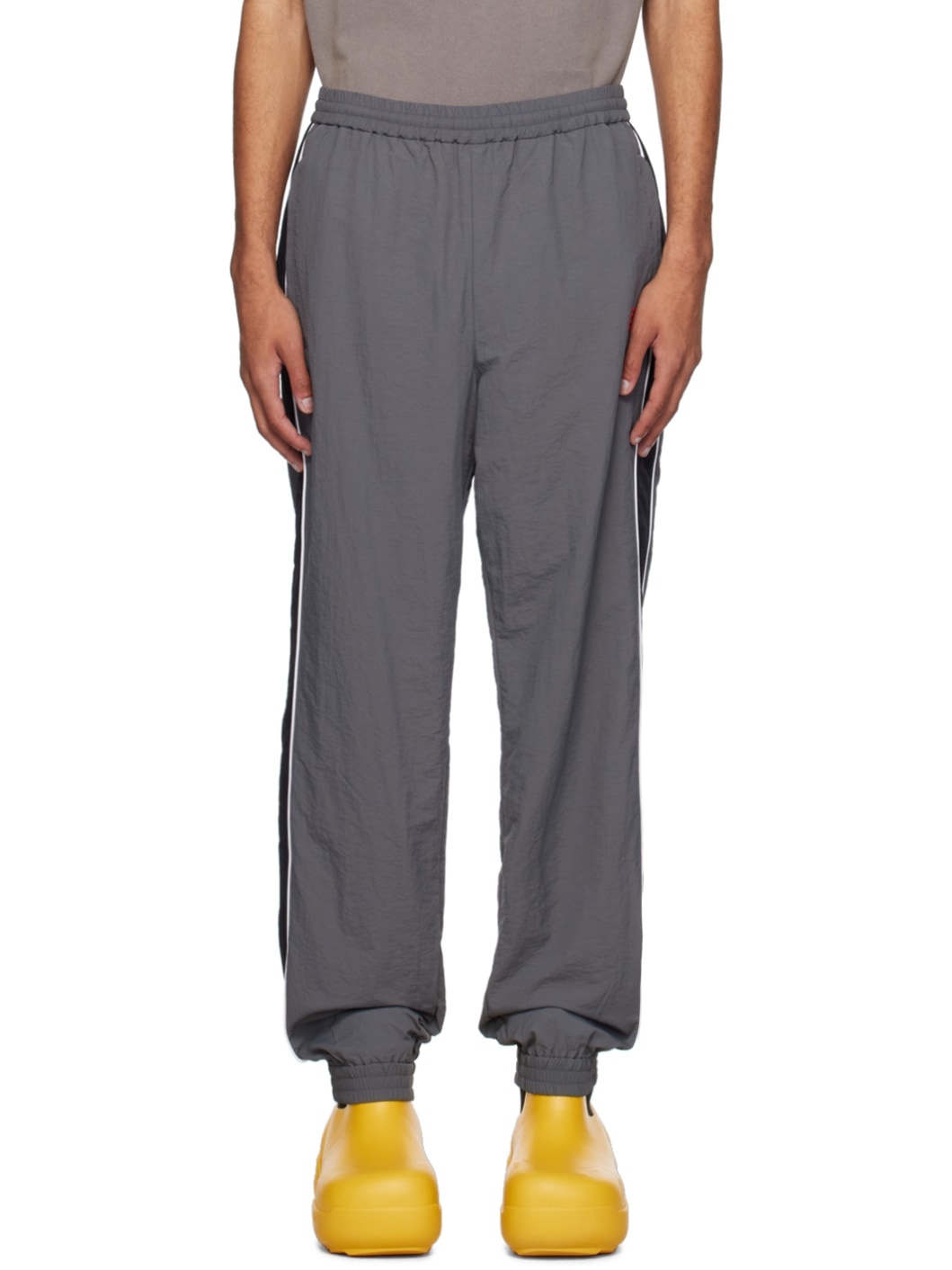 Gray Elastic Waistband Track Pants - 1