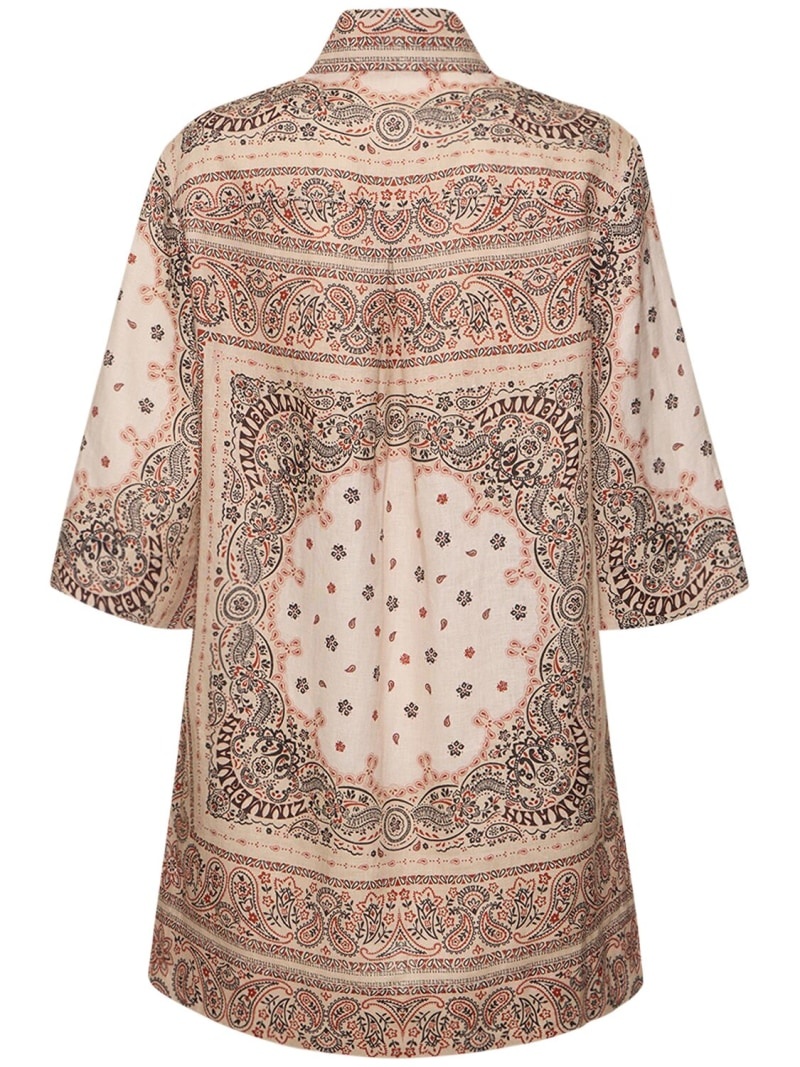 Tunic printed linen mini dress - 5