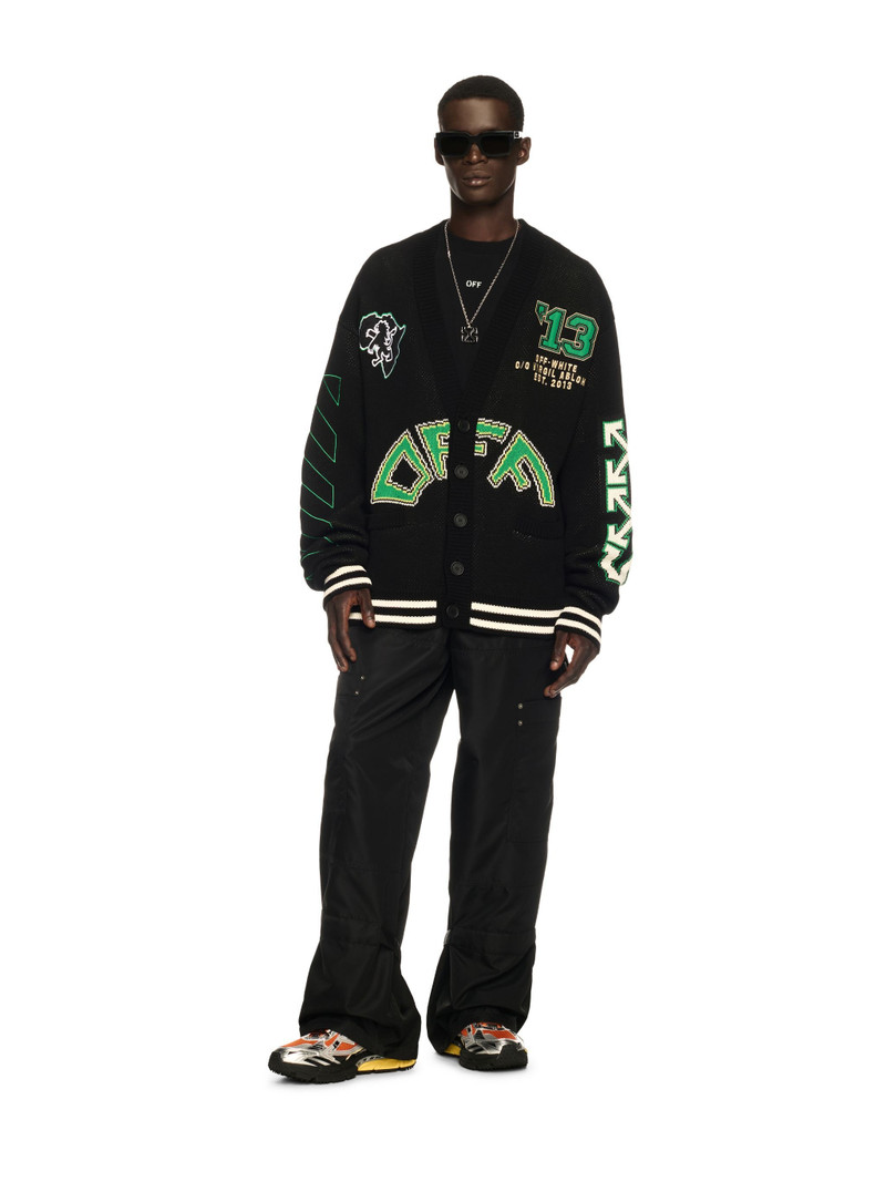 Off-White Black Crocodile Varsity Cardigan outlook