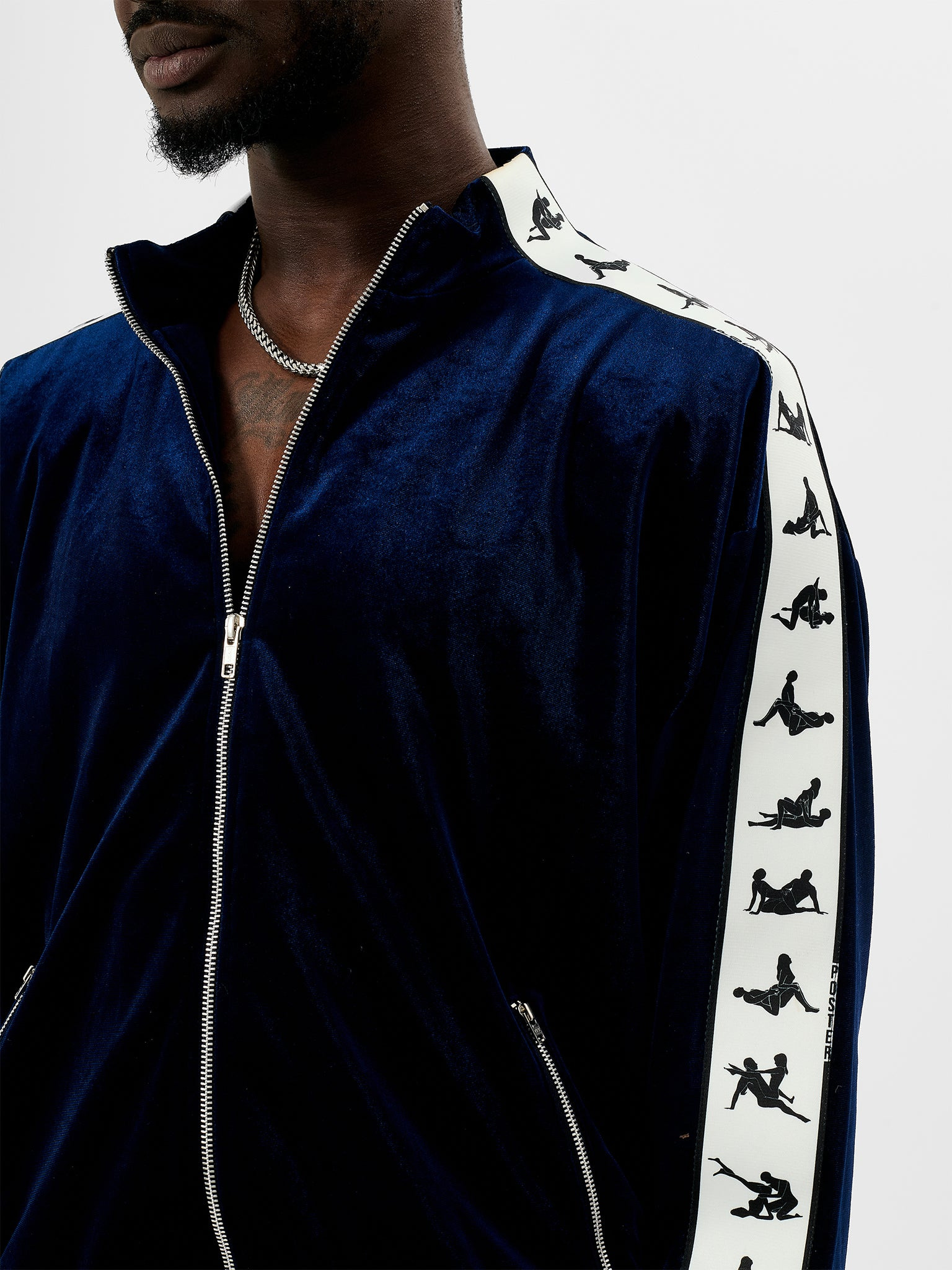 S*X TAPE TRACKSUIT JACKET VELOUR BLUE - 4