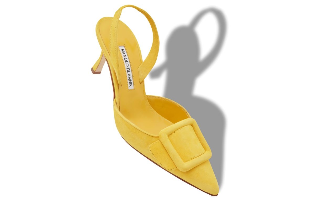 Yellow Suede Slingback Pumps - 2