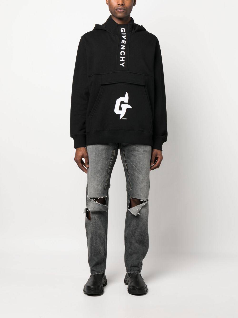 logo-print cotton hoodie sweatshirt - 2