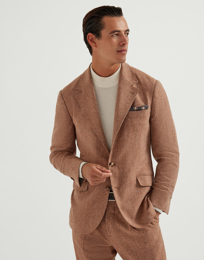 Wool and cashmere flecked chevron deconstructed Cavallo blazer 1