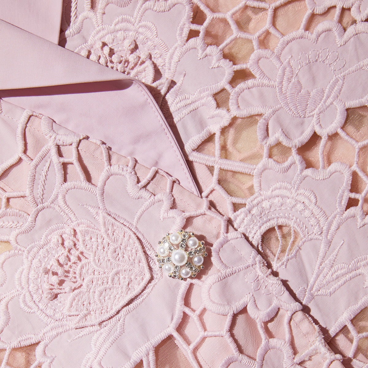 Pink 3D Cotton Lace Jacket - 5