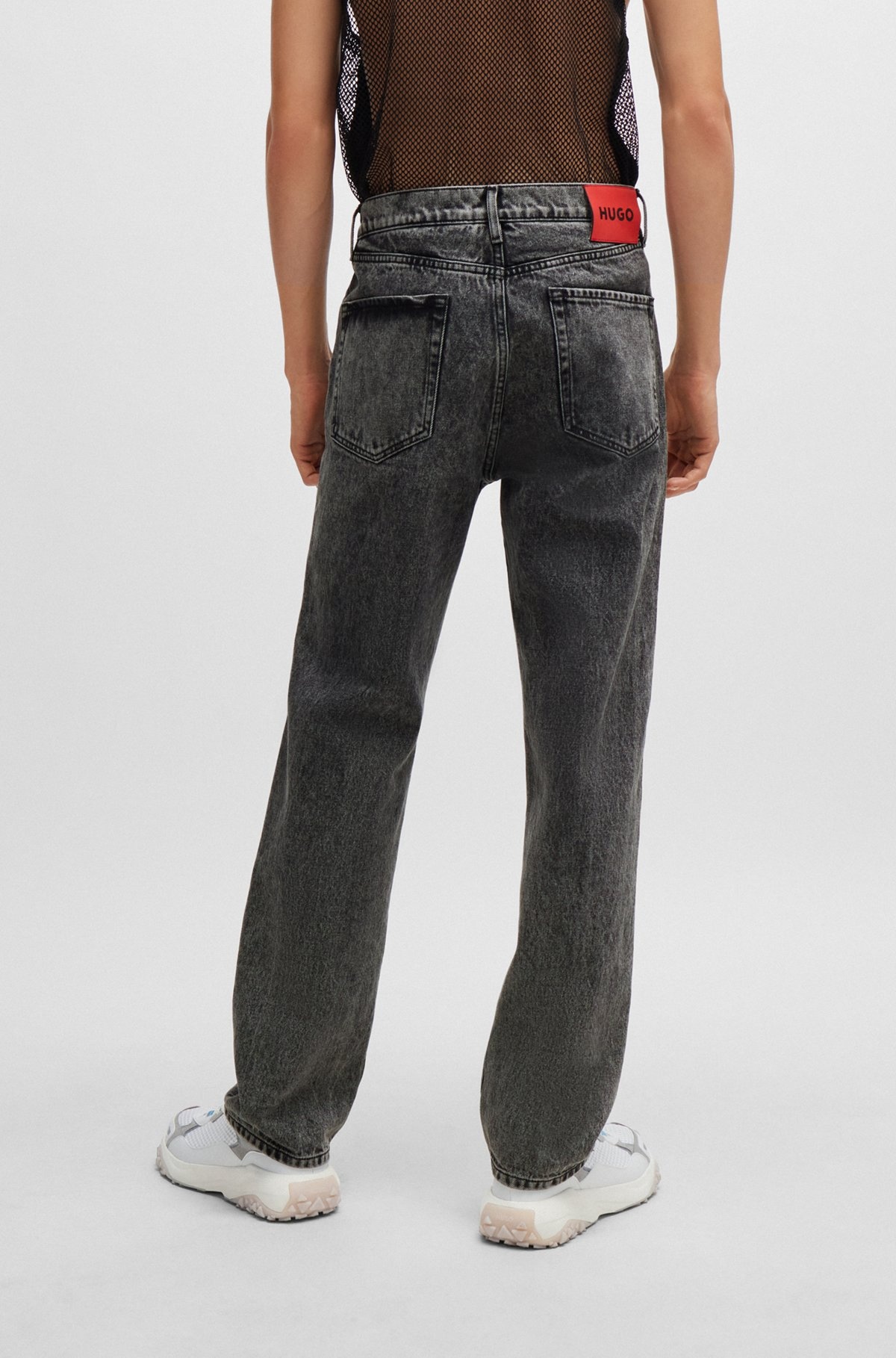 REGULAR-FIT REGULAR-RISE JEANS IN GRAY DENIM - 4