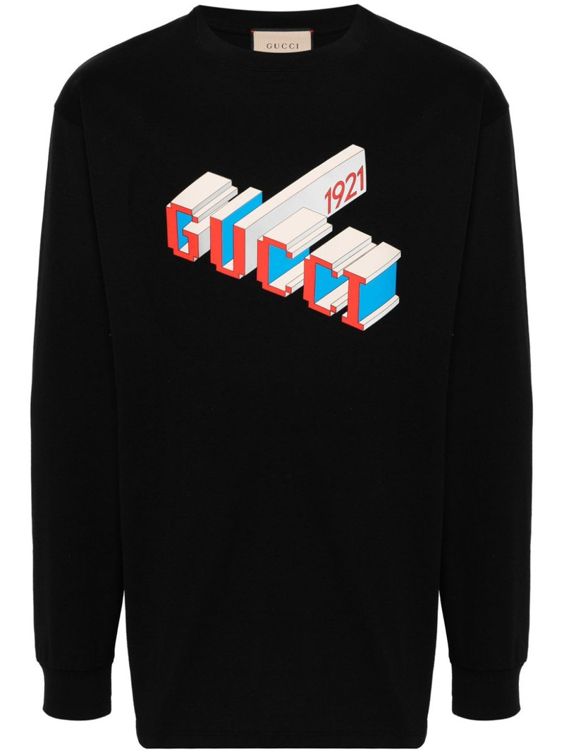 logo-print longsleeved T-shirt - 1