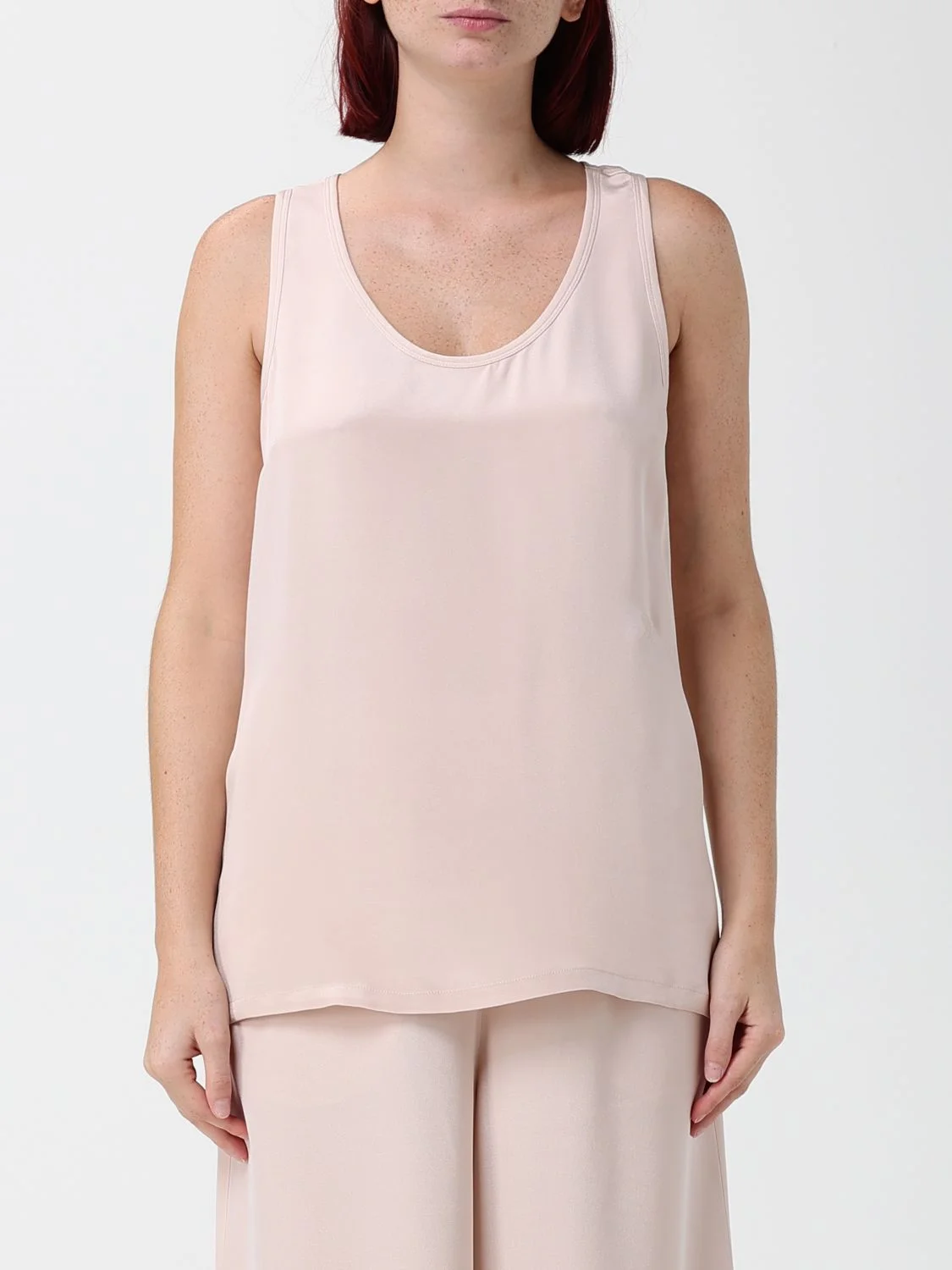 MAX MARA Sleeveless U-Neck Slim Fit Crêpe de Chine Top - 1