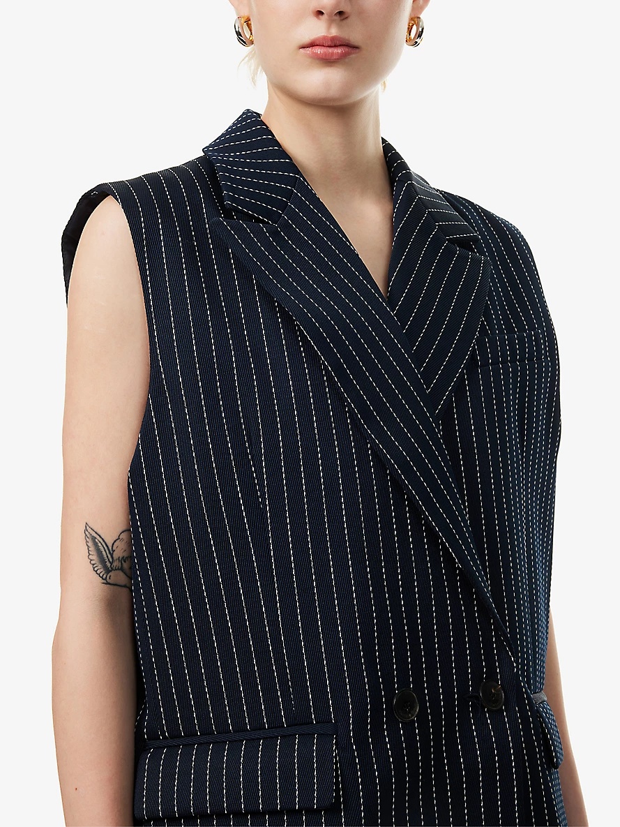 Shane pinstriped woven-blend waistcoat - 5