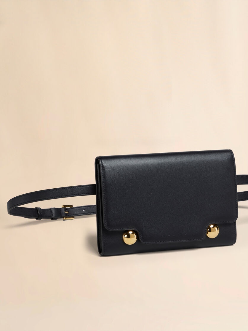 BLACK LEATHER TRUNKAROO BUM BAG - 4