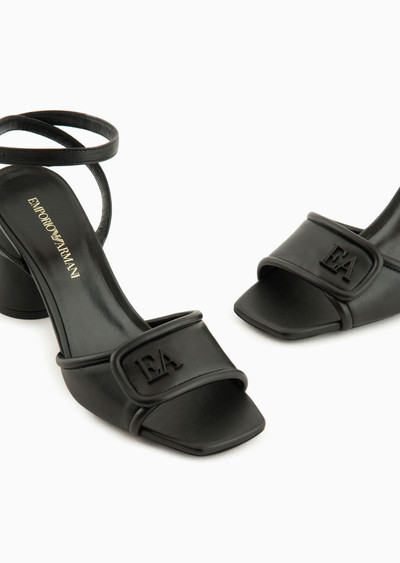 EMPORIO ARMANI Nappa-leather heeled sandals with EA logo outlook