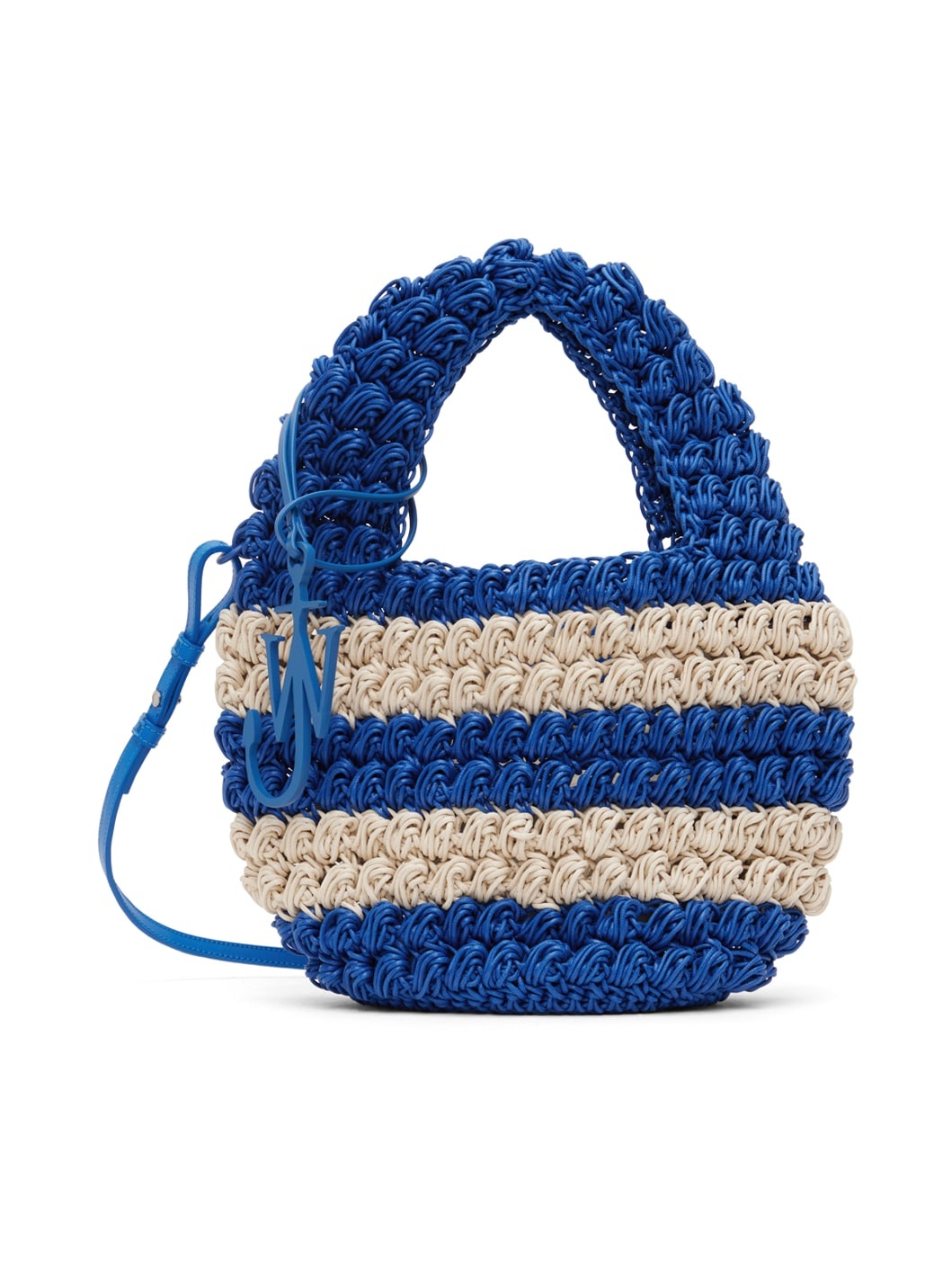 Blue & Off-White Popcorn Basket Crossbody Bag - 1