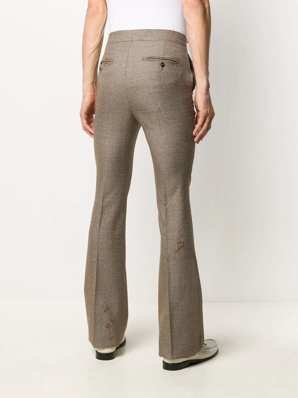 distressed-finish wool trousers - 4