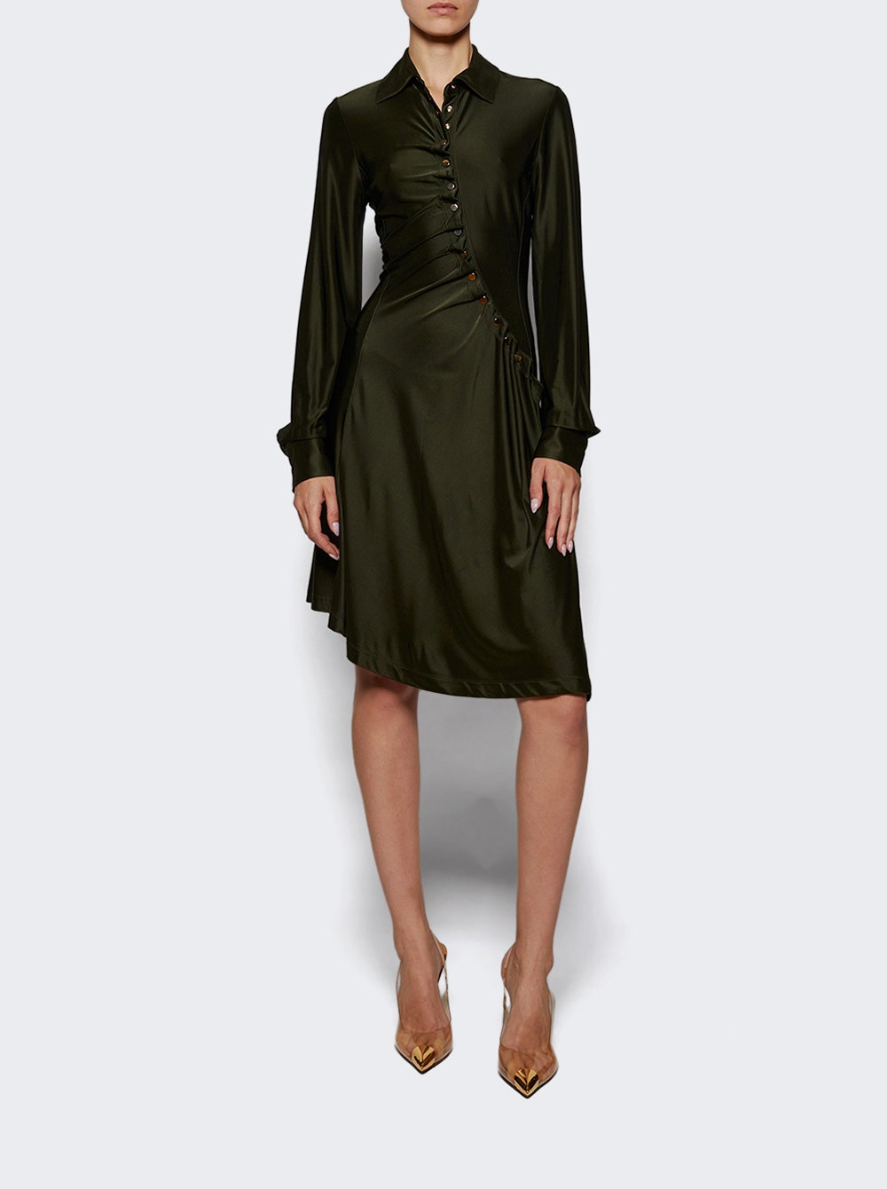 Draped Dress Khaki Green - 5
