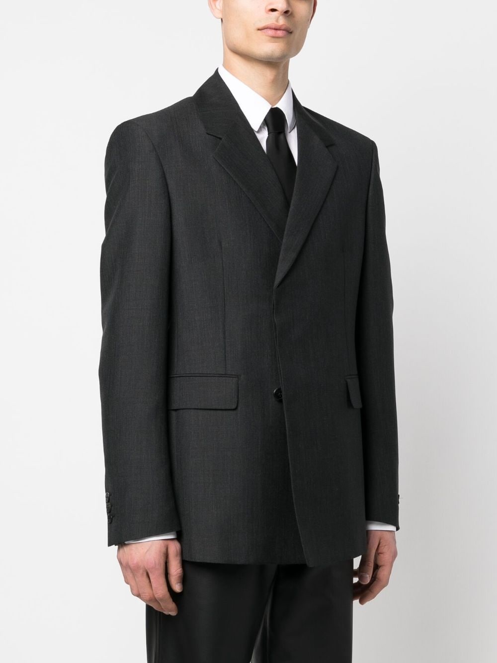 logo-patch single-breasted blazer - 3