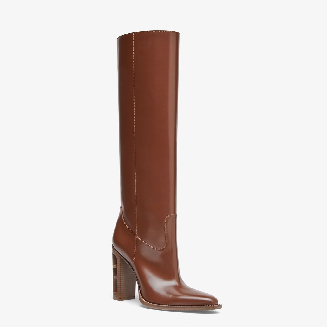 Brown leather high-heeled boots - 2