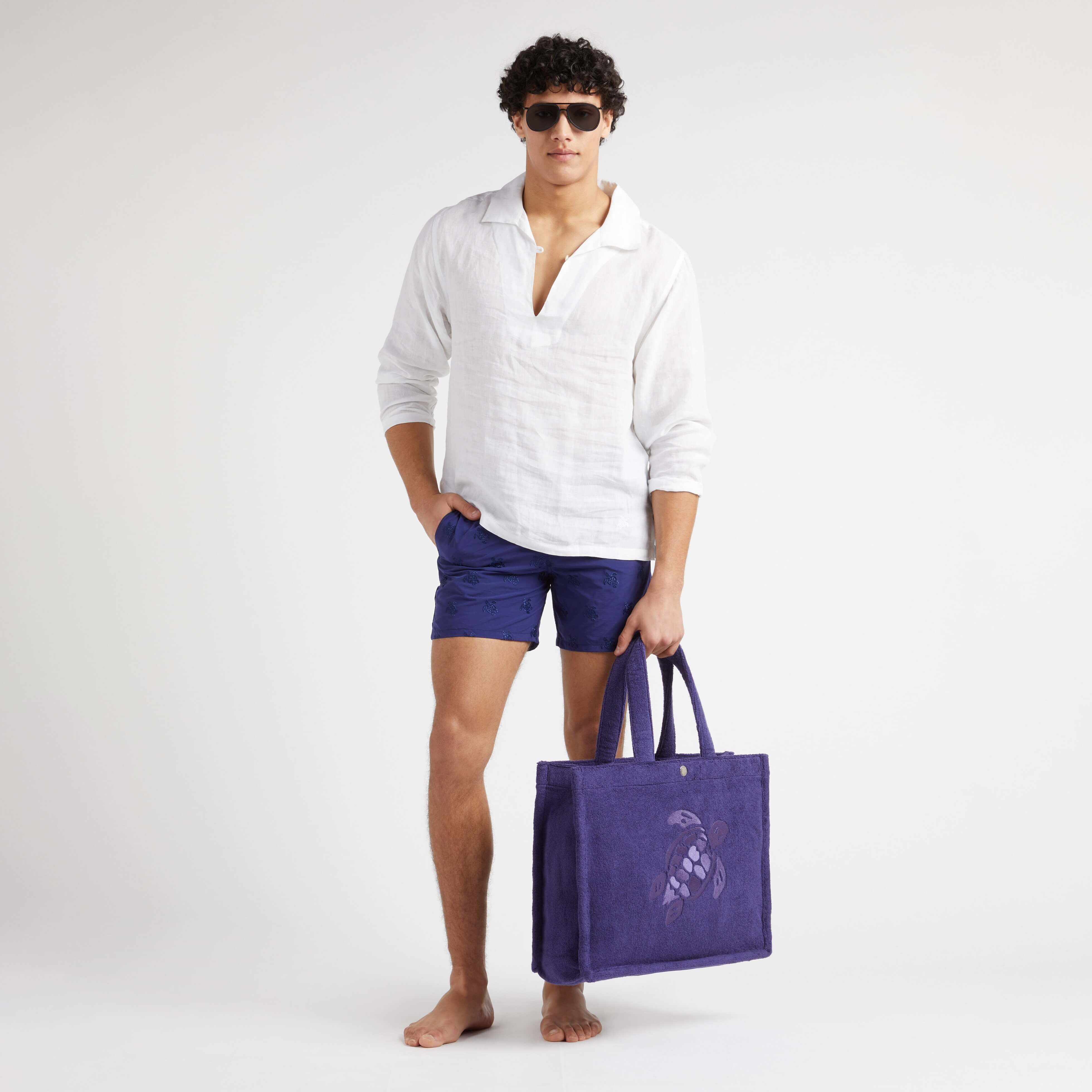 Men Swim Trunks Embroidered Micro Ronde des Tortues Diagonale - Limited Edition - 5