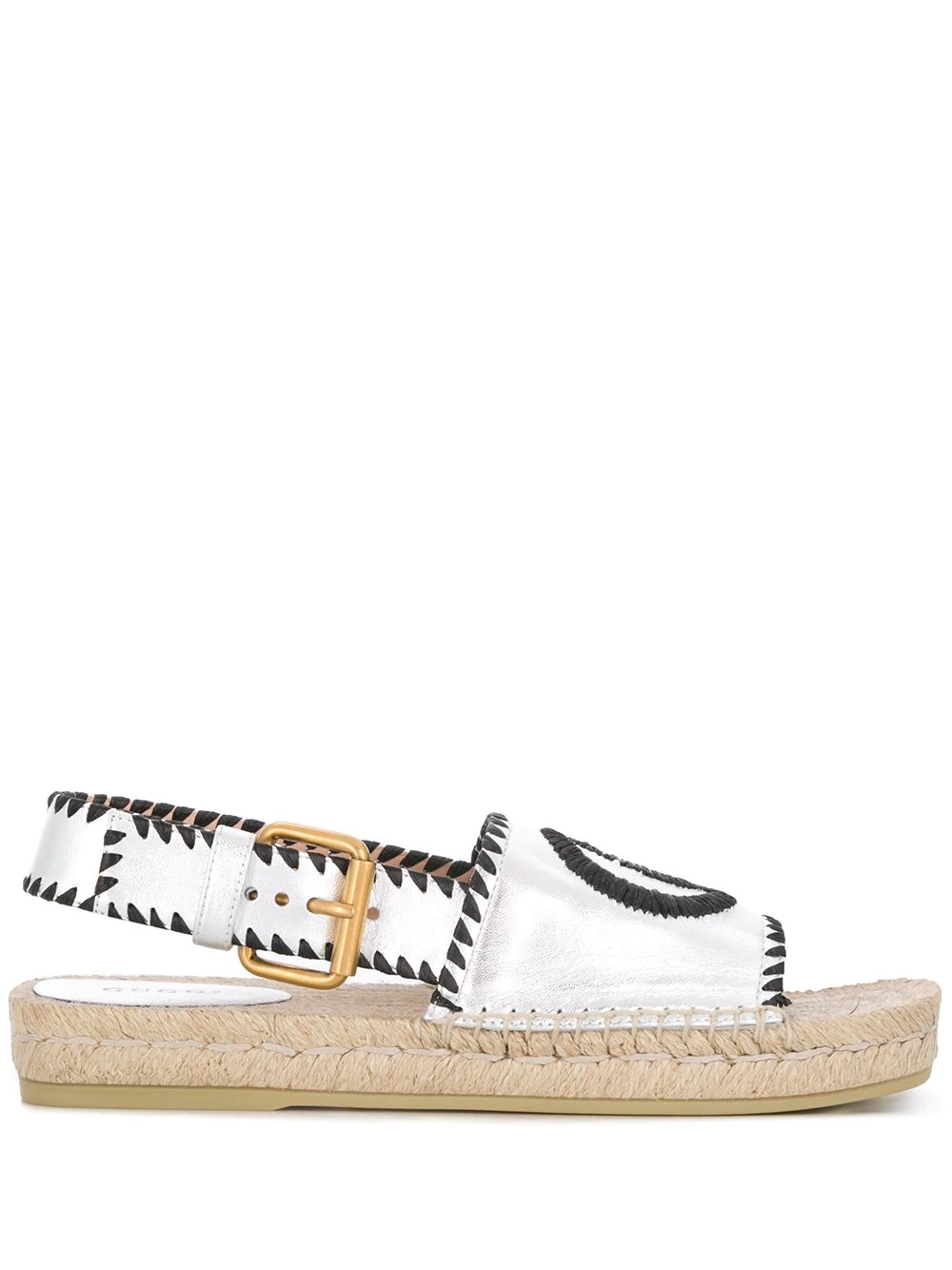 embroidered logo espadrille sandals - 1