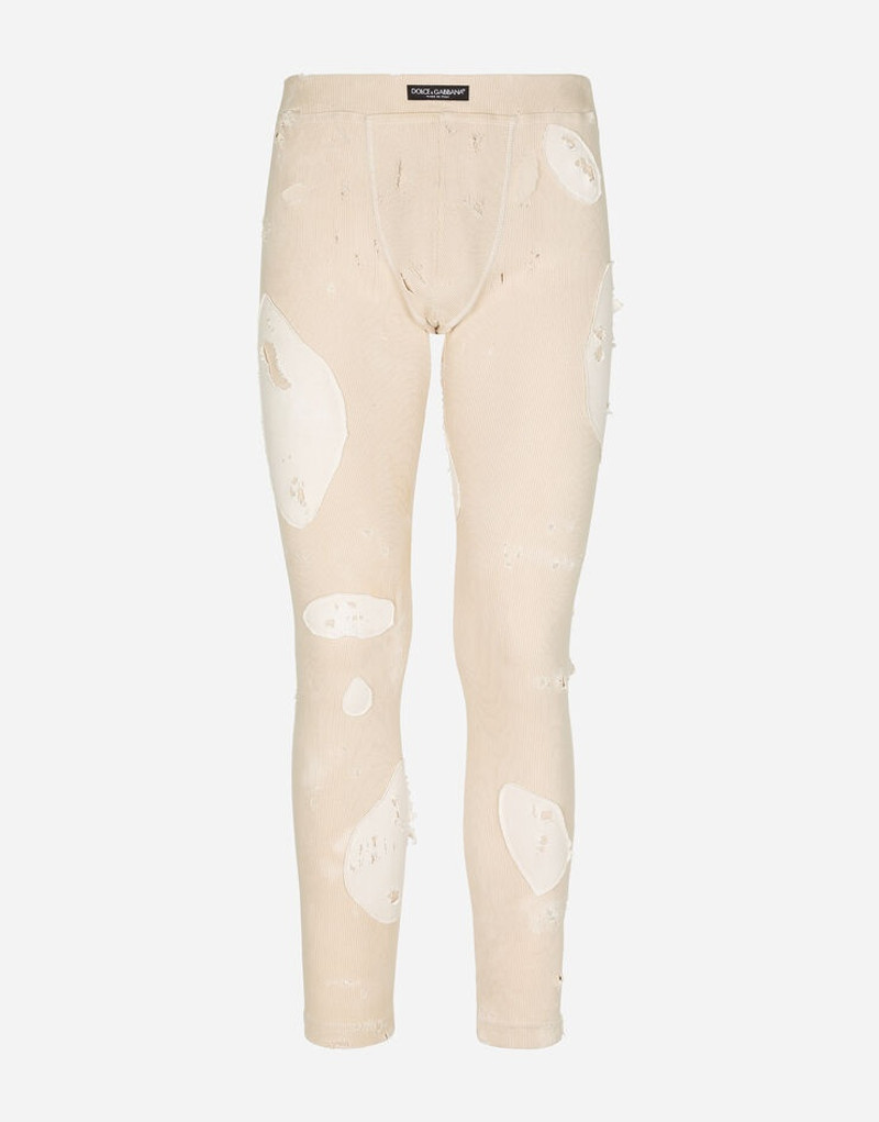 Fine-rib cotton leggings with patches 1