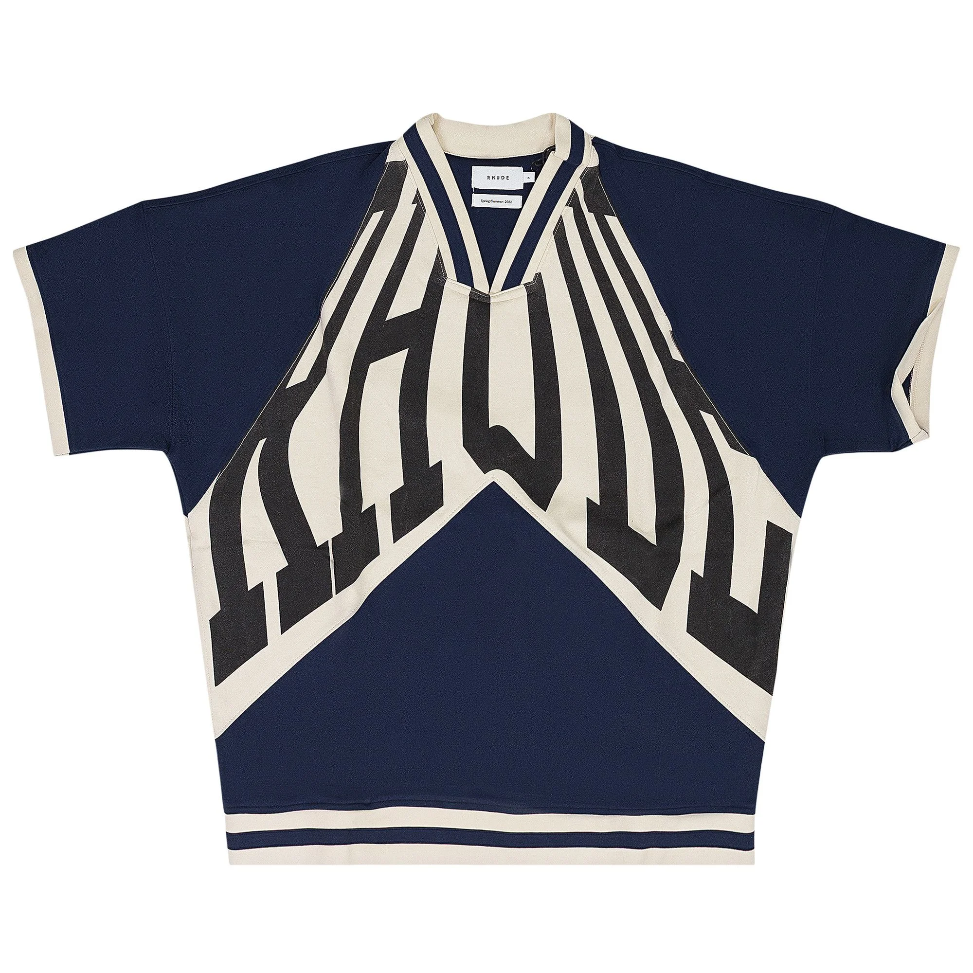 Rhude Front Print Rhacer Polo Shirt 'Navy/Cream' - 1