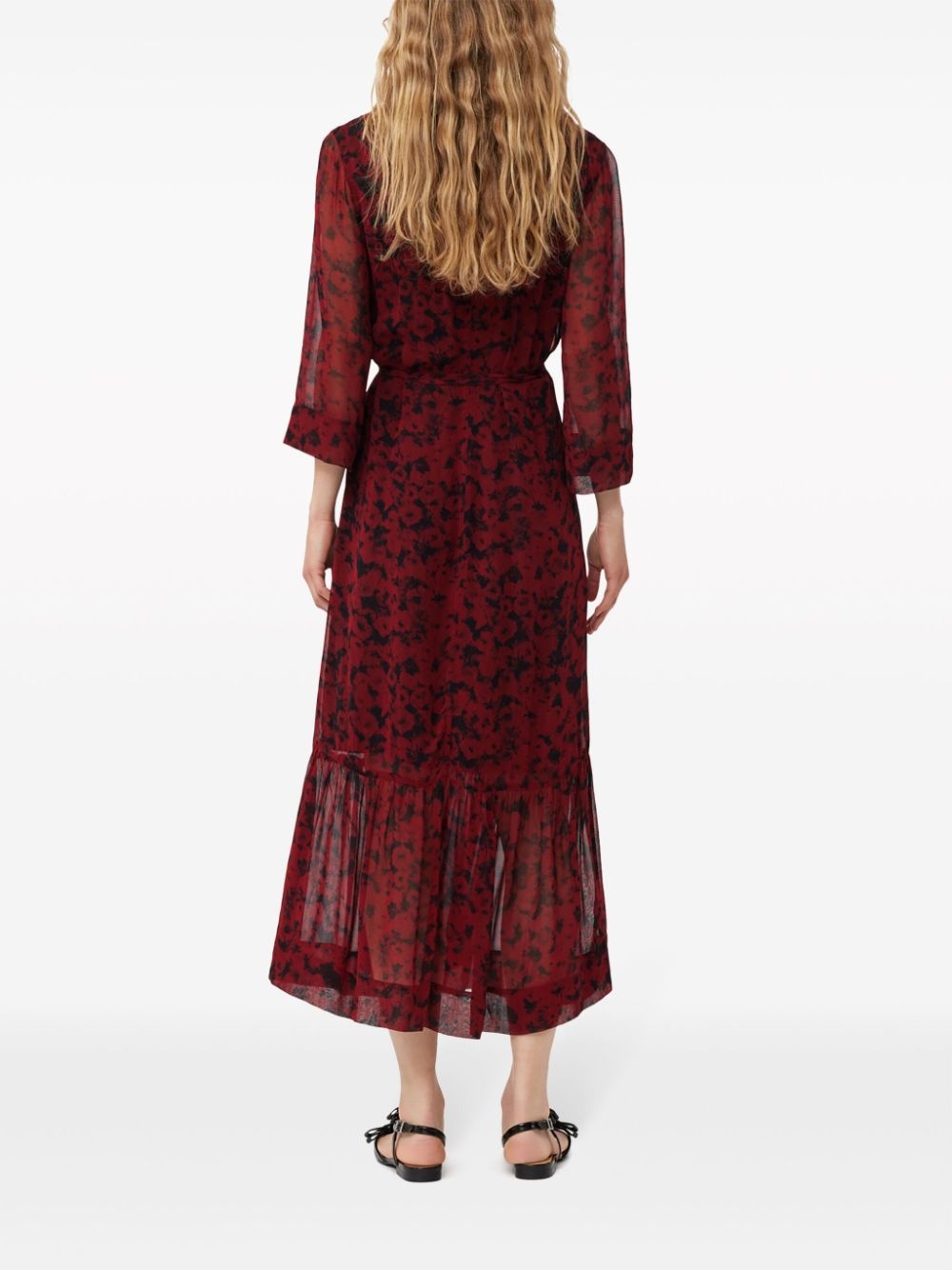 botanical-print wrap midi dress - 4