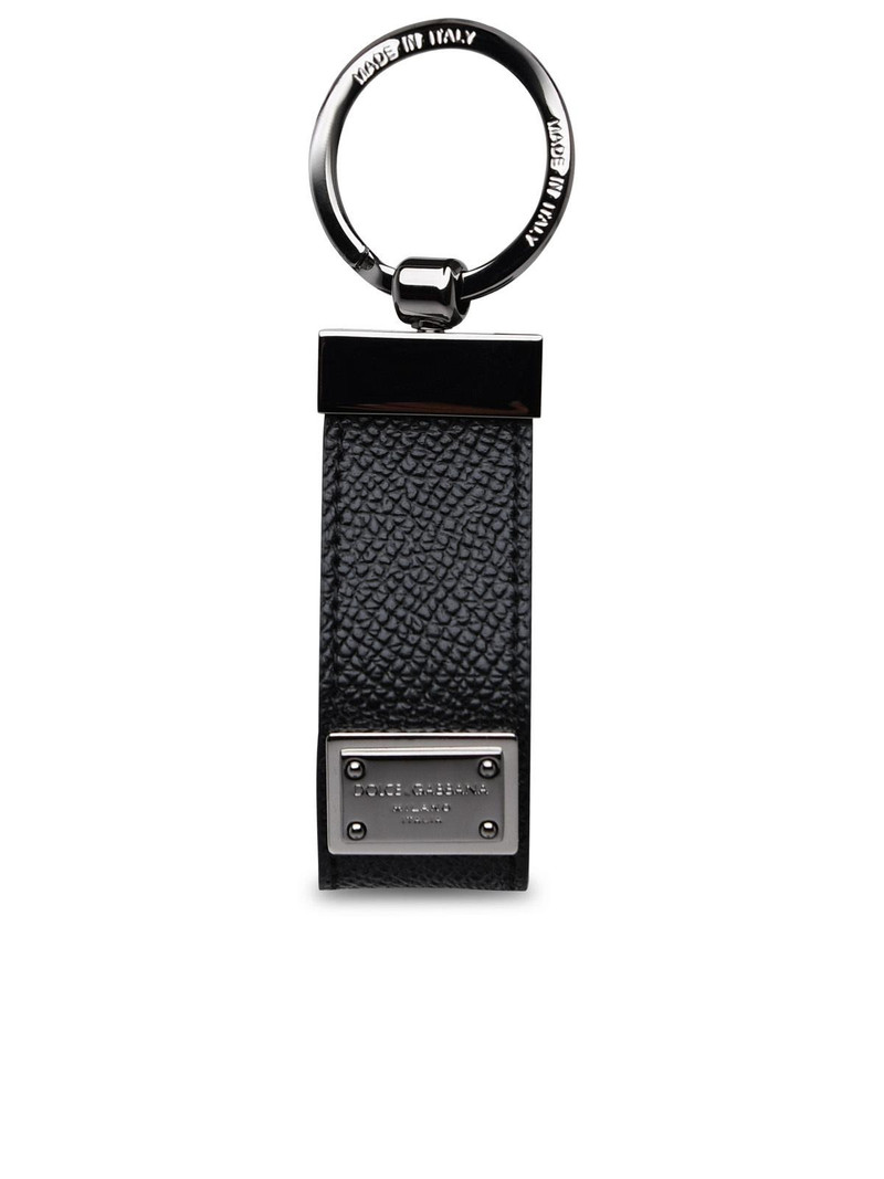 Dolce & Gabbana Black Leather Dauphine Keyring Men - 1