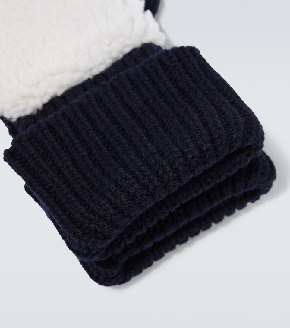 Shearling-trimmed wool mittens - 2