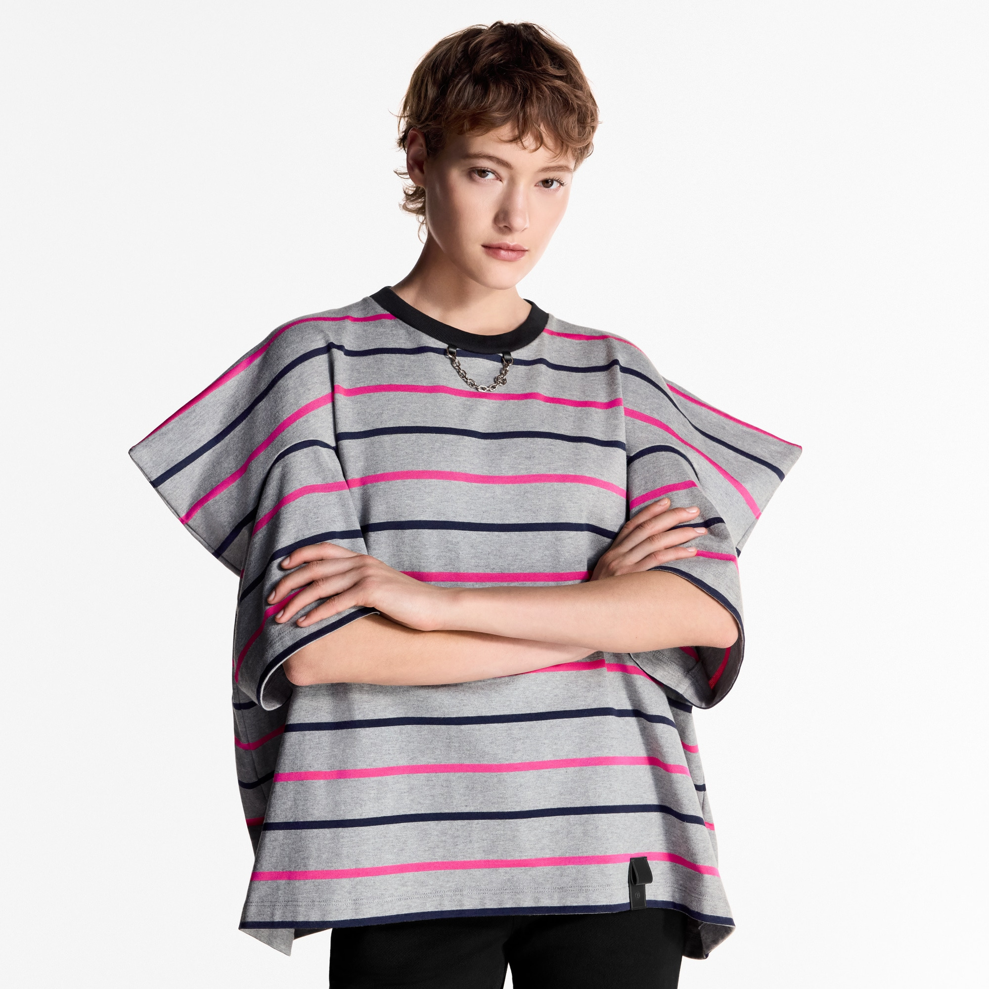 Striped Boxy Shoulder T-Shirt - 2
