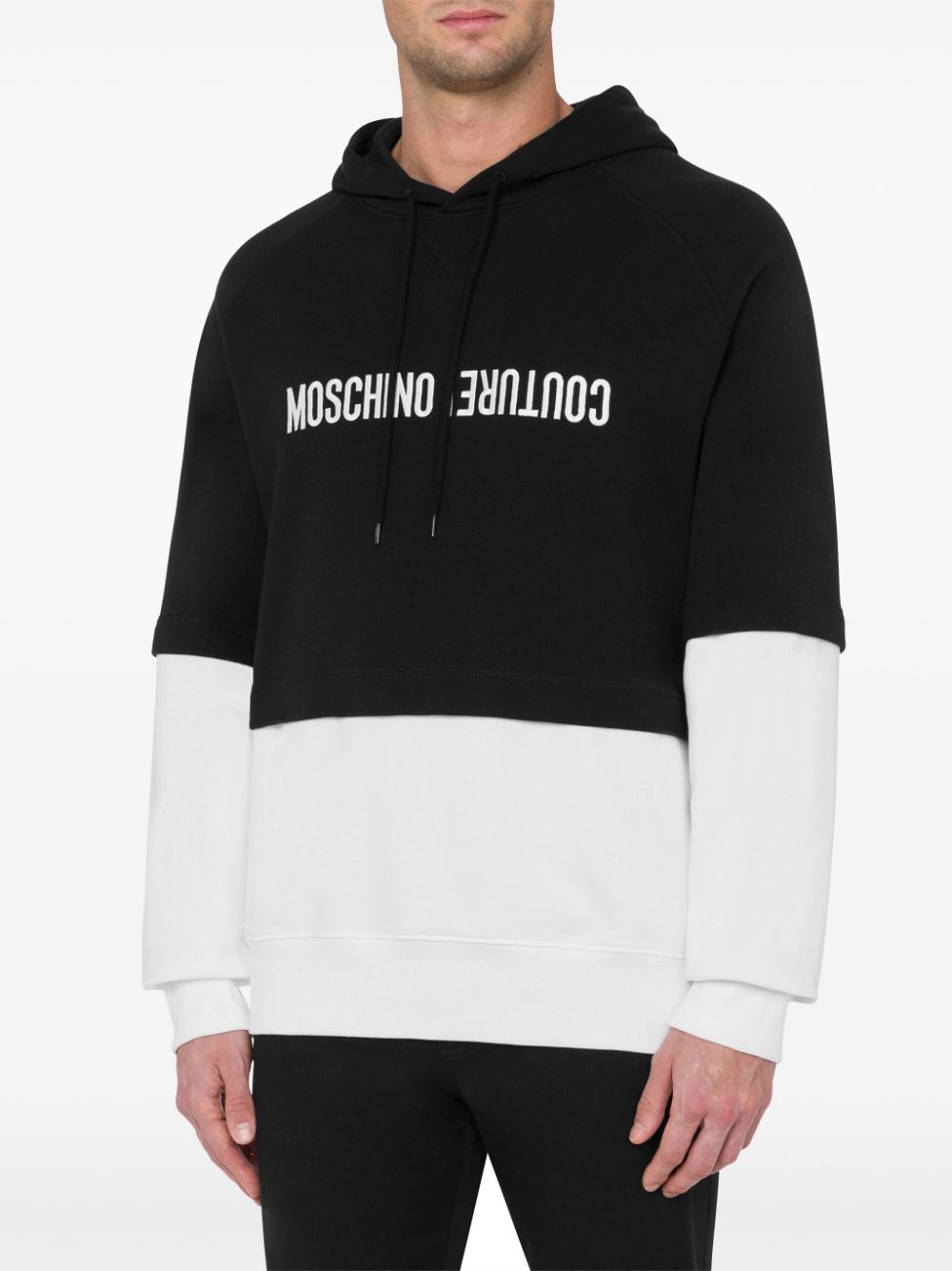 colour-block cotton hoodie - 2