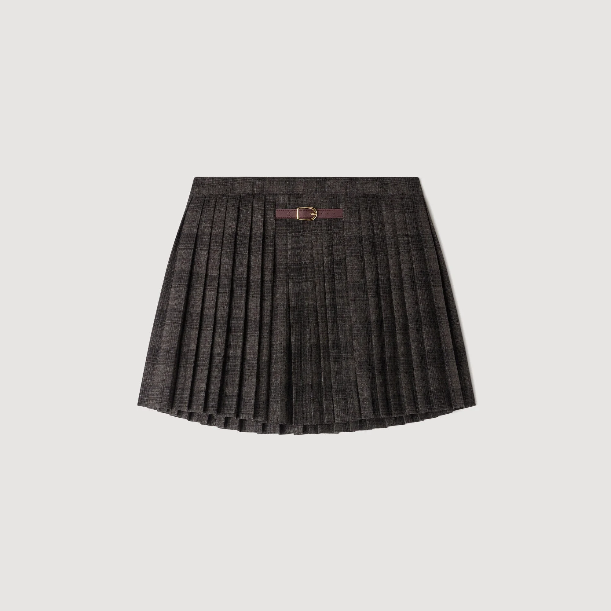 CHECKED PLEATED SKIRT - 1