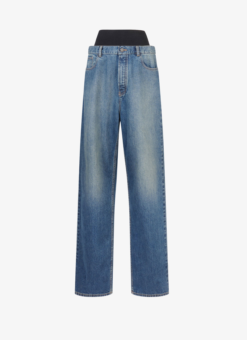 KNIT BELT DENIM PANT - 1