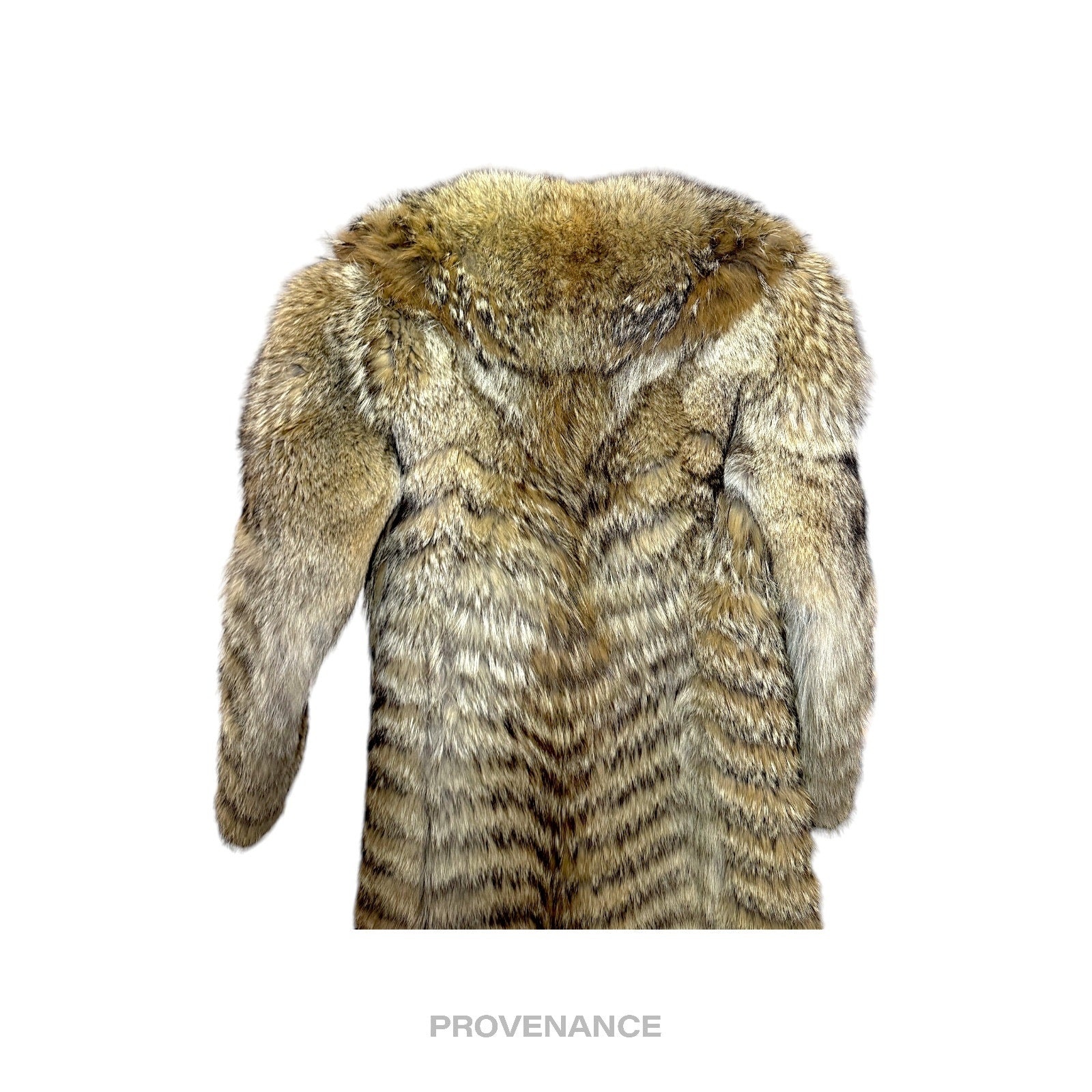 Coyote - Coyote Full-Length Fur Coat - Brown Herringbone - 5