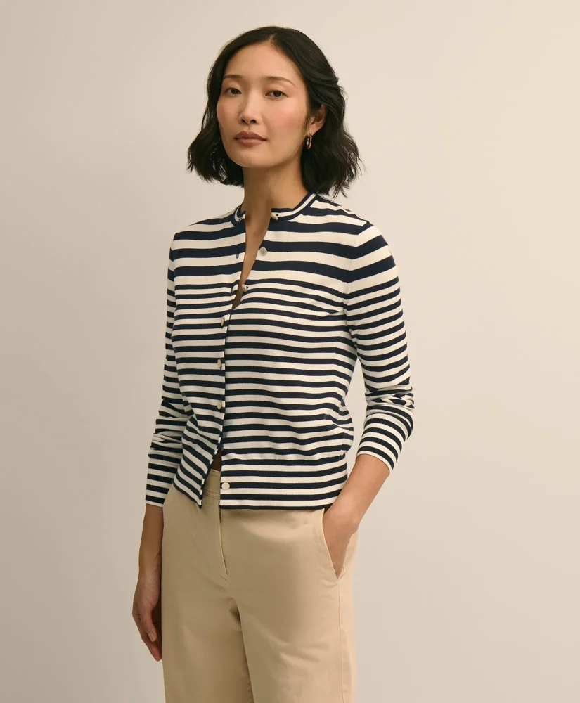 Supima® Cotton Variegated Stripe Cardigan - 1