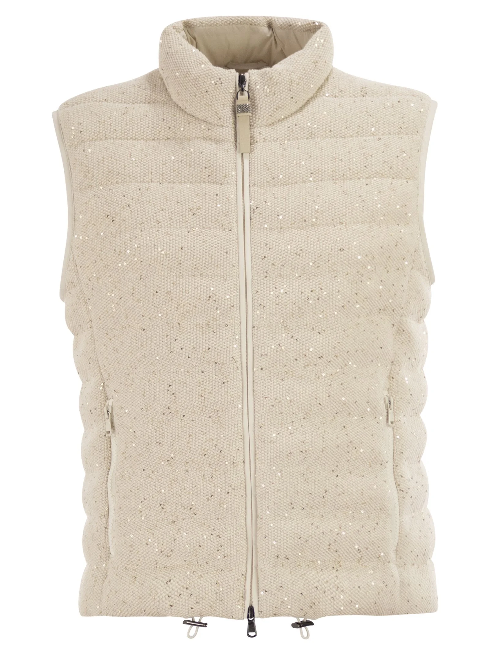 Brunello Cucinelli Women Padded Cotton Waistcoat With Sequins And Precious Details - 1
