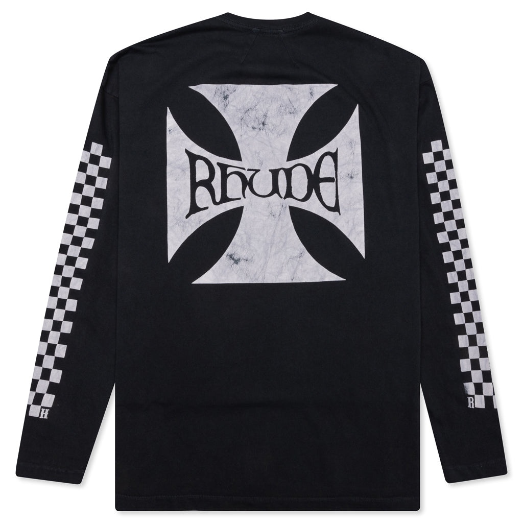 RHUDE CLASSIC CHECKER L/S TEE - BLACK - 2
