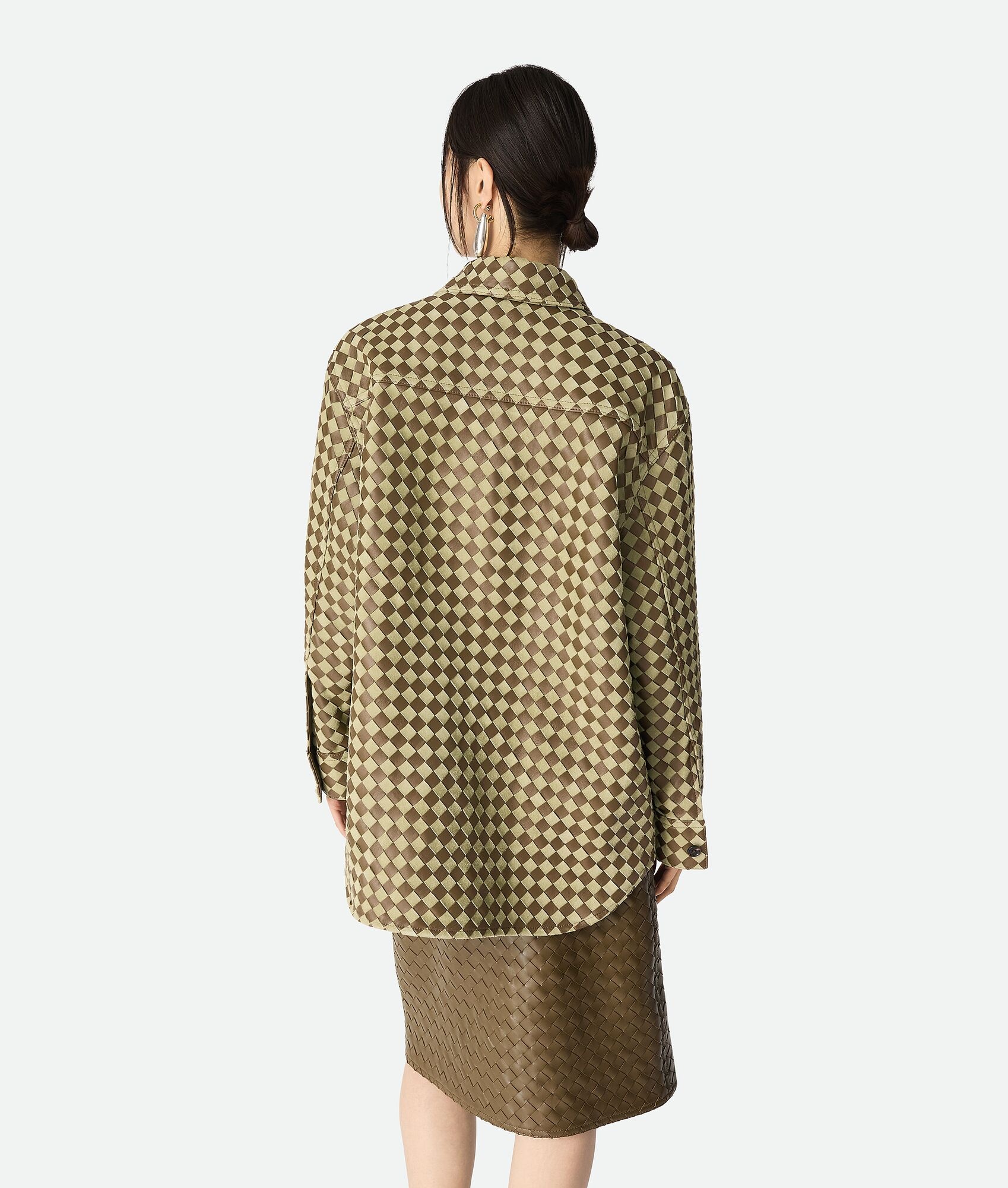Intrecciato Leather And Suede Shirt - 3
