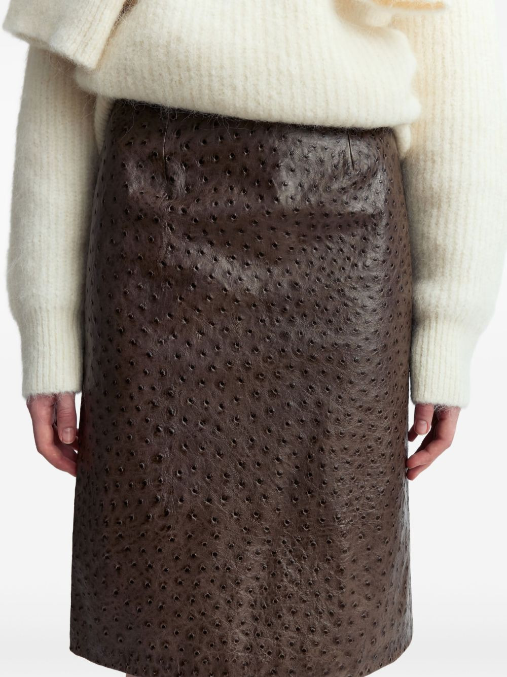 textured leather midi skirt - 6