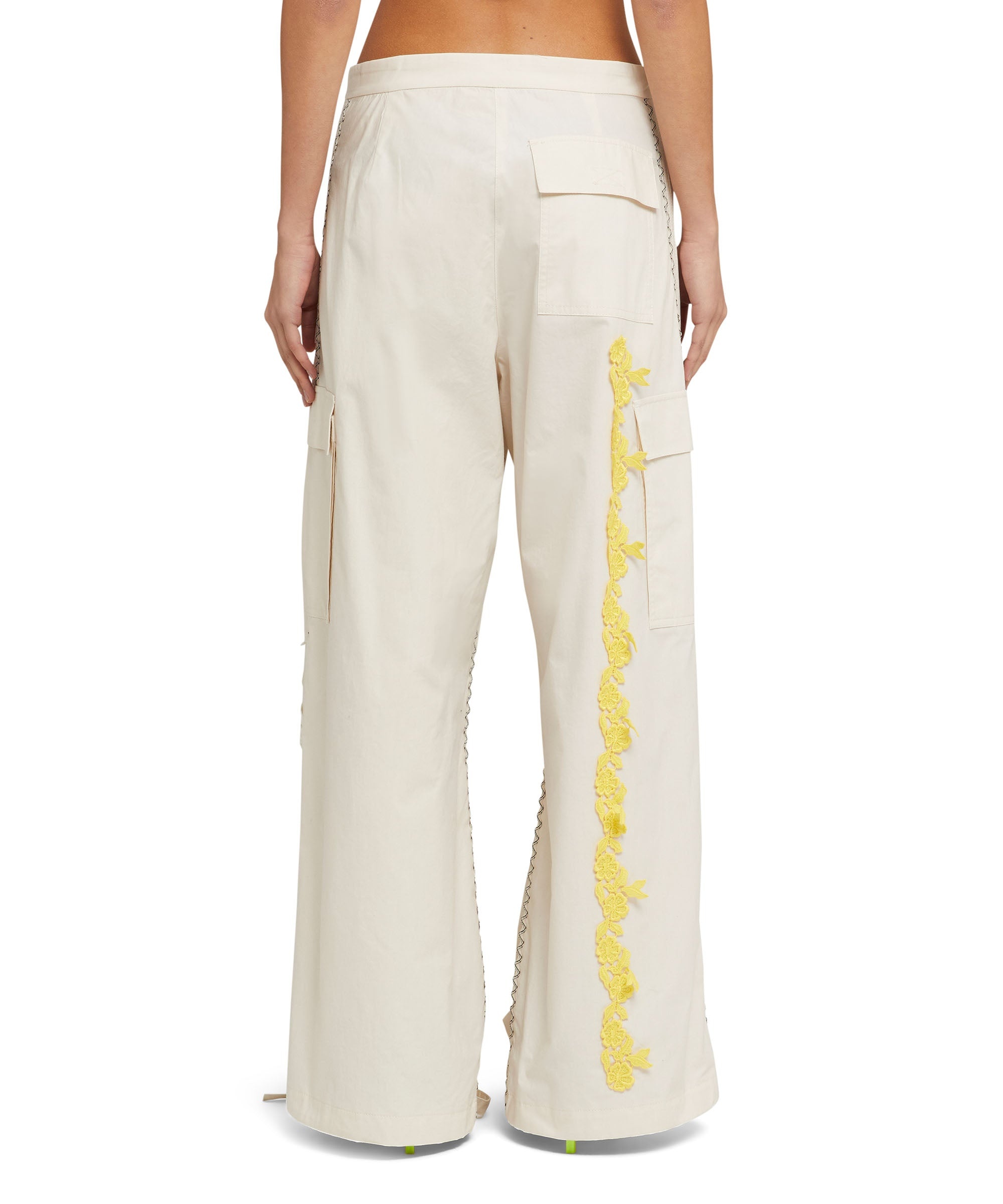 Poplin cargo pants with lace application - 3