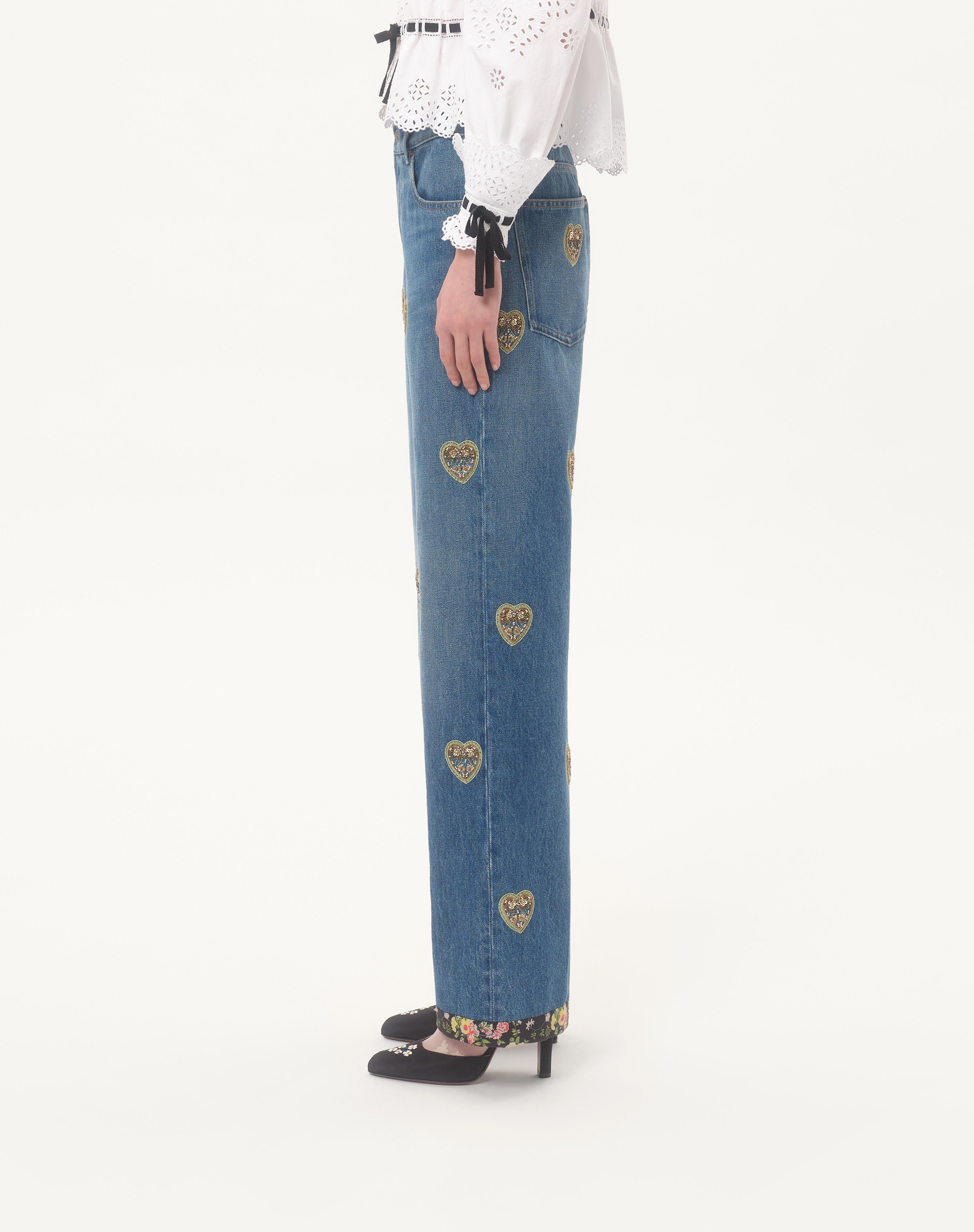 EMBROIDERED DENIM PANTS - 4