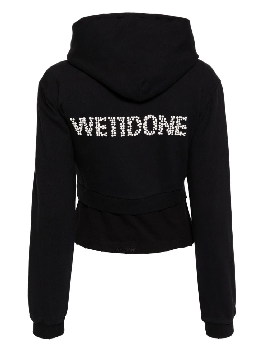 faux-pearl embellishment layered hoodie - 2