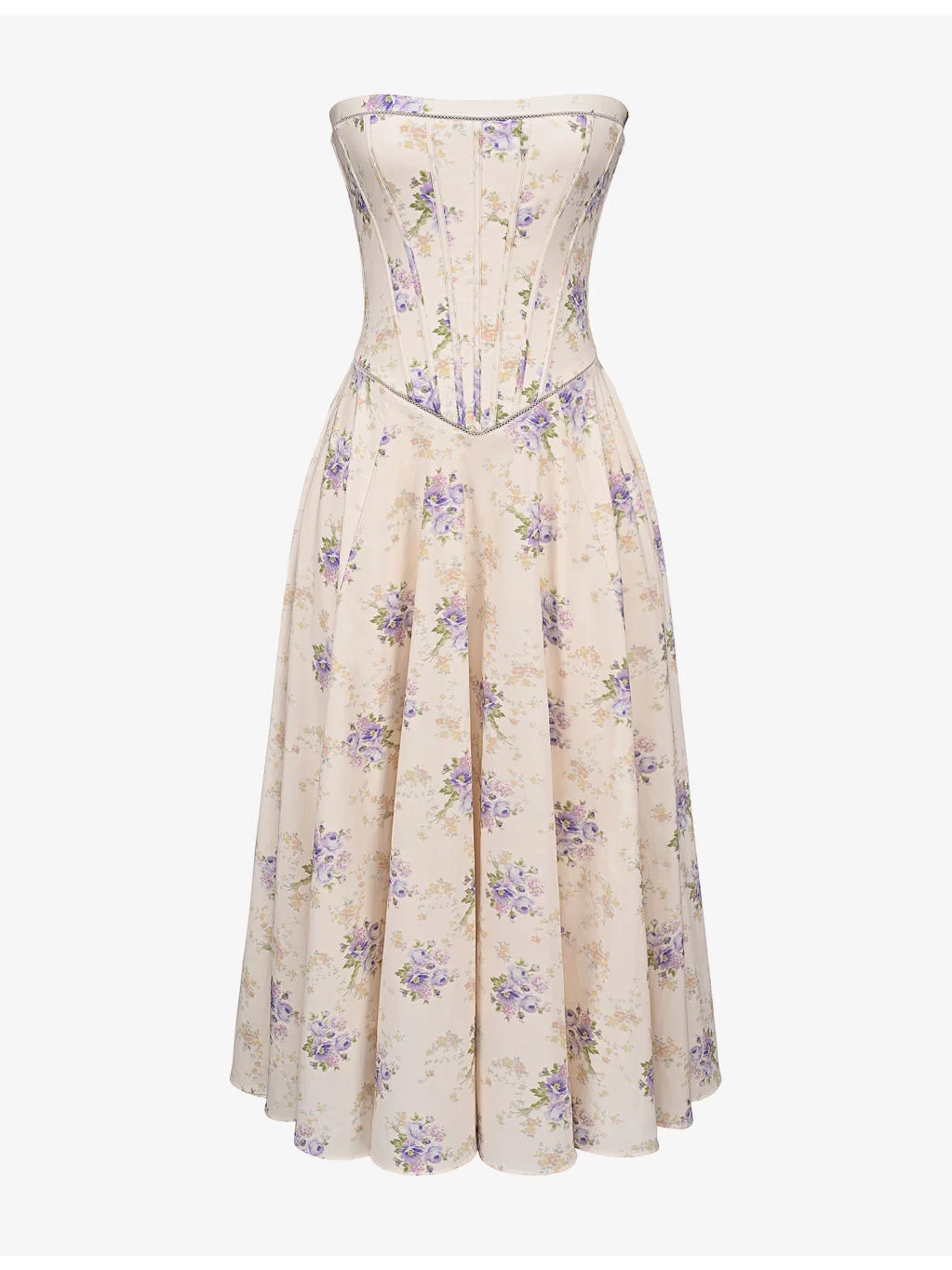 Gina Rose-Print Strapless Stretch-Cotton Maxi Dress - 1