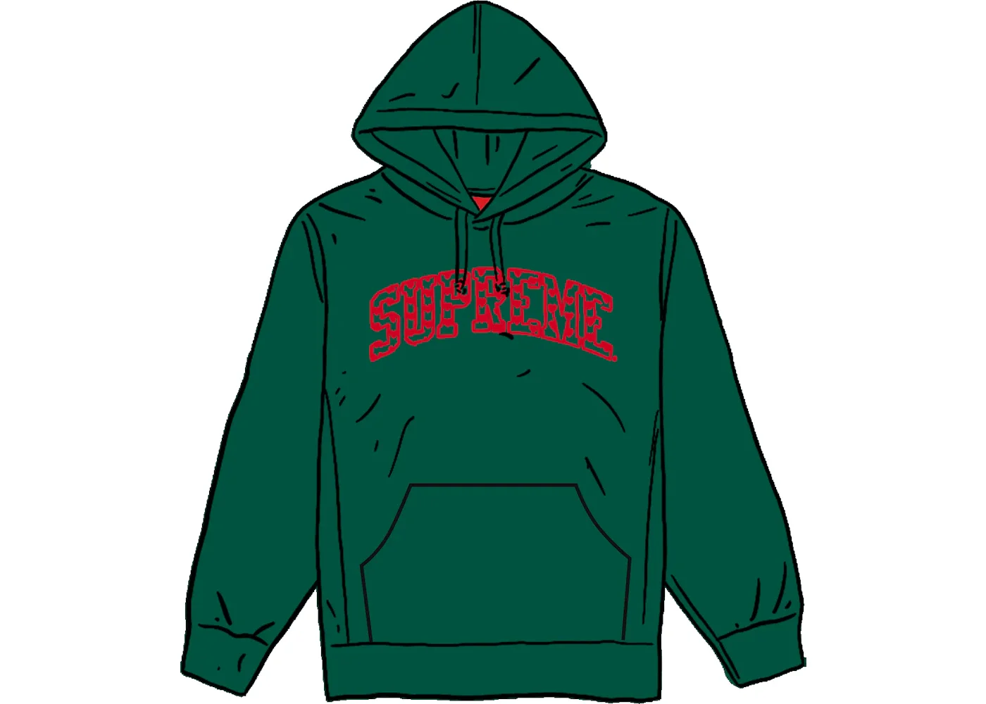 Supreme Hearts Arc Hooded Sweatshirt Dark Green - 1
