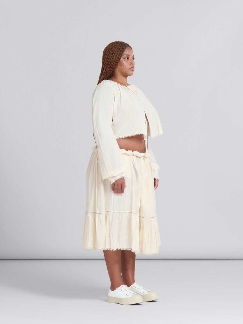 LIGHT BEIGE ORGANIC CHEESECLOTH BLOUSE WITH TIES - 5