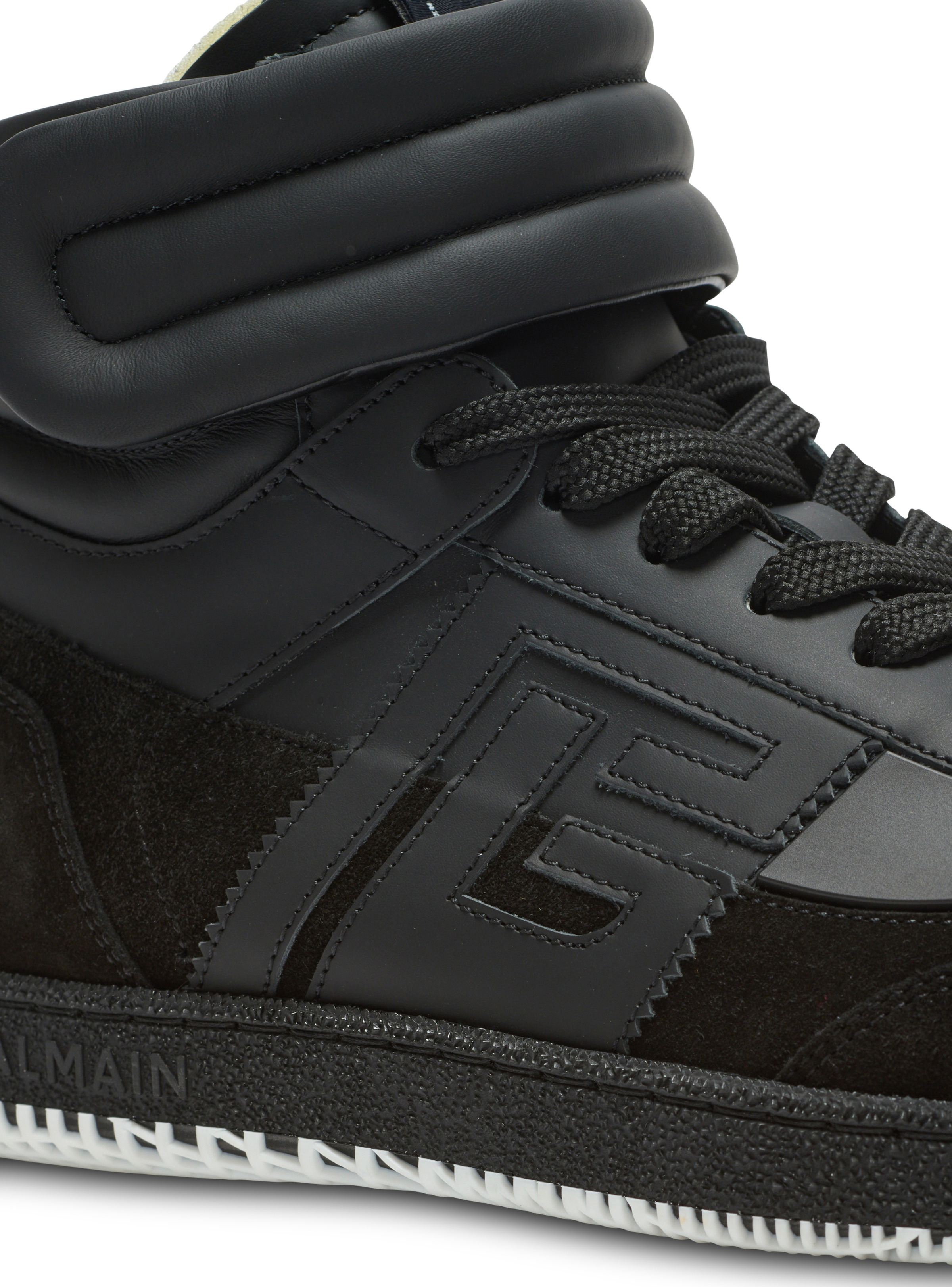 Balmain Swan Mid-Top trainers in calfskin and suede - 7