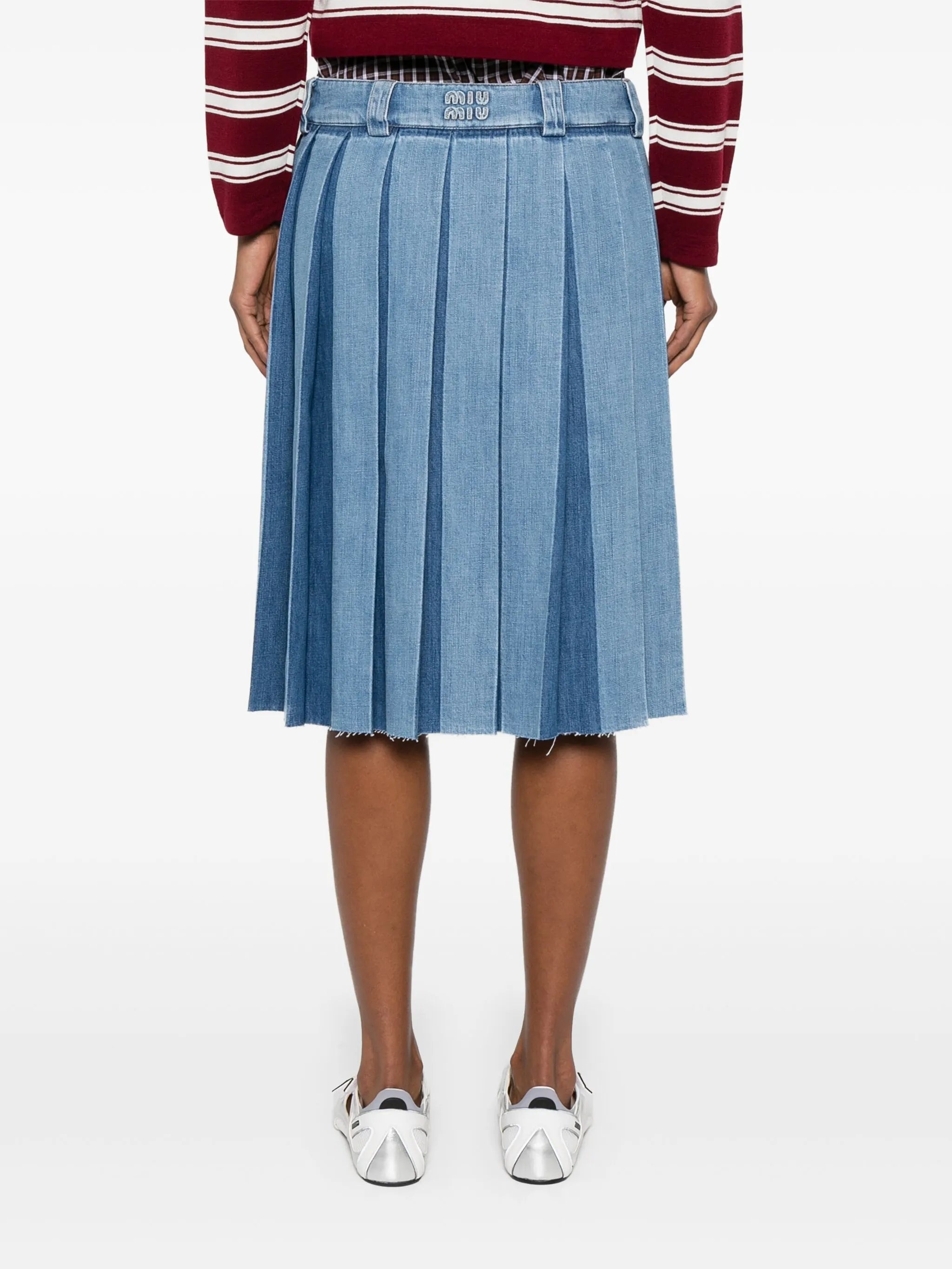 Pleated Denim Skirt - 3