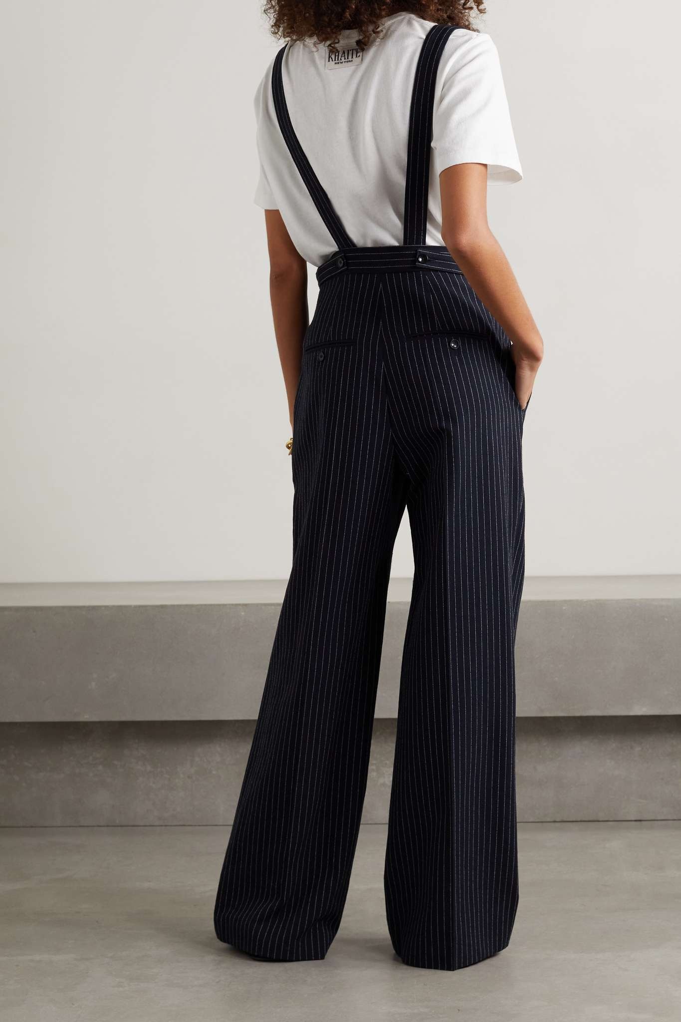 Jessica pleated pinstriped crepe wide-leg pants - 4