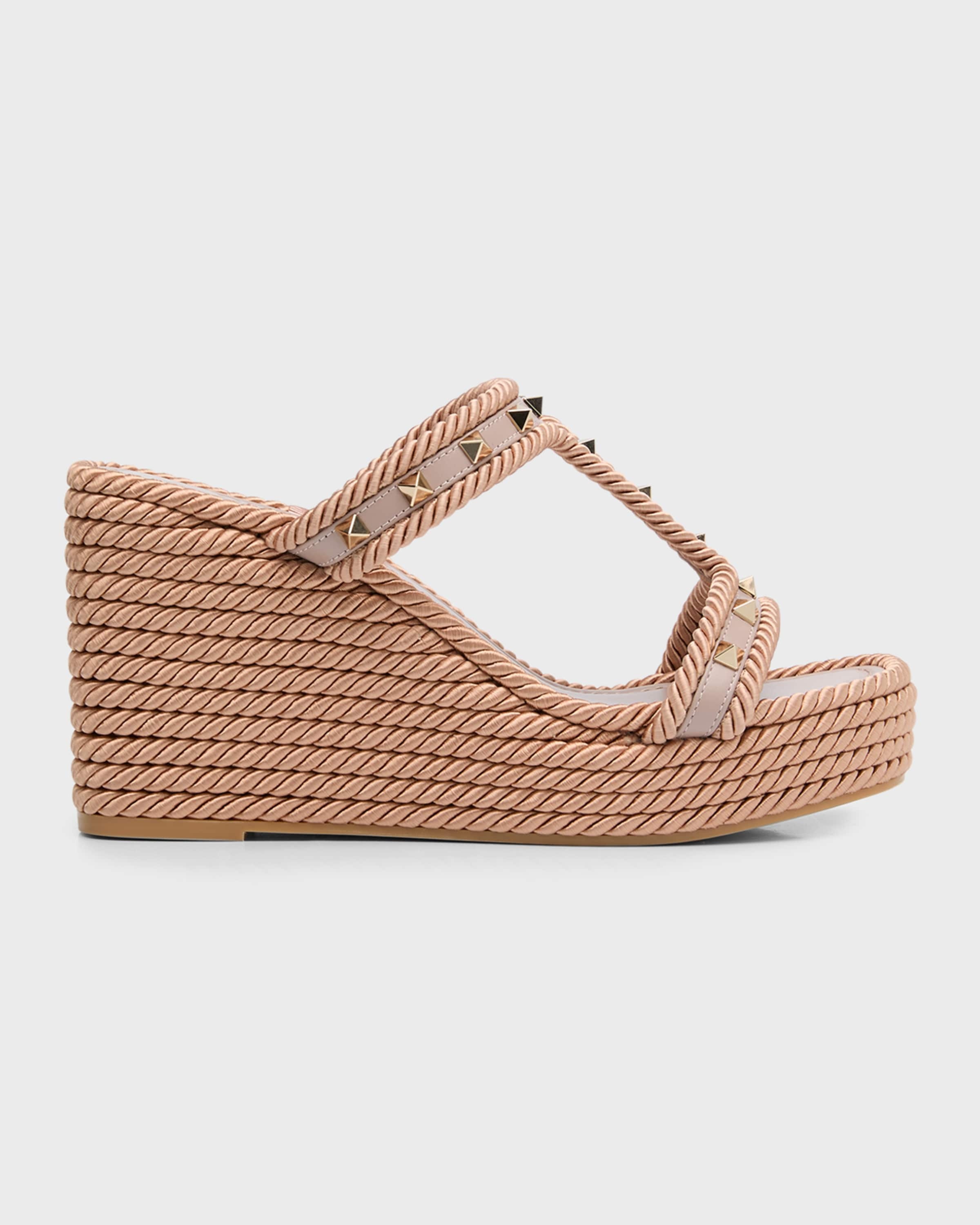 Rockstud Torchon T-Strap Espadrille Sandals - 1