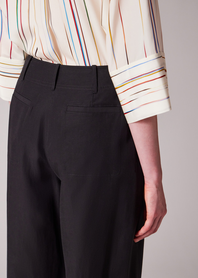 Women's Black Lyocell-Blend Barrel Leg Trousers 5